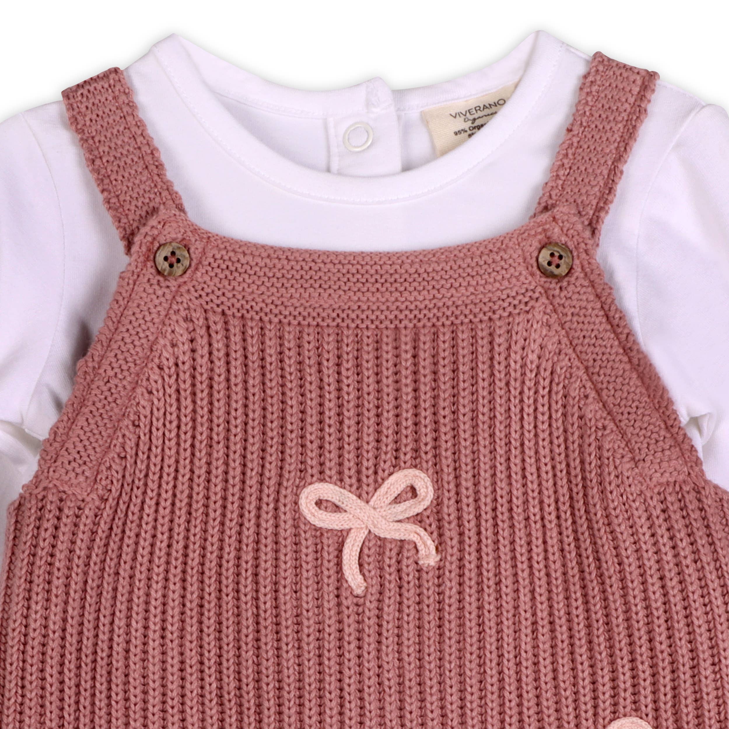 Sweet Bow Embroidered Sweater Knit Baby Jumpsuit (Organic)