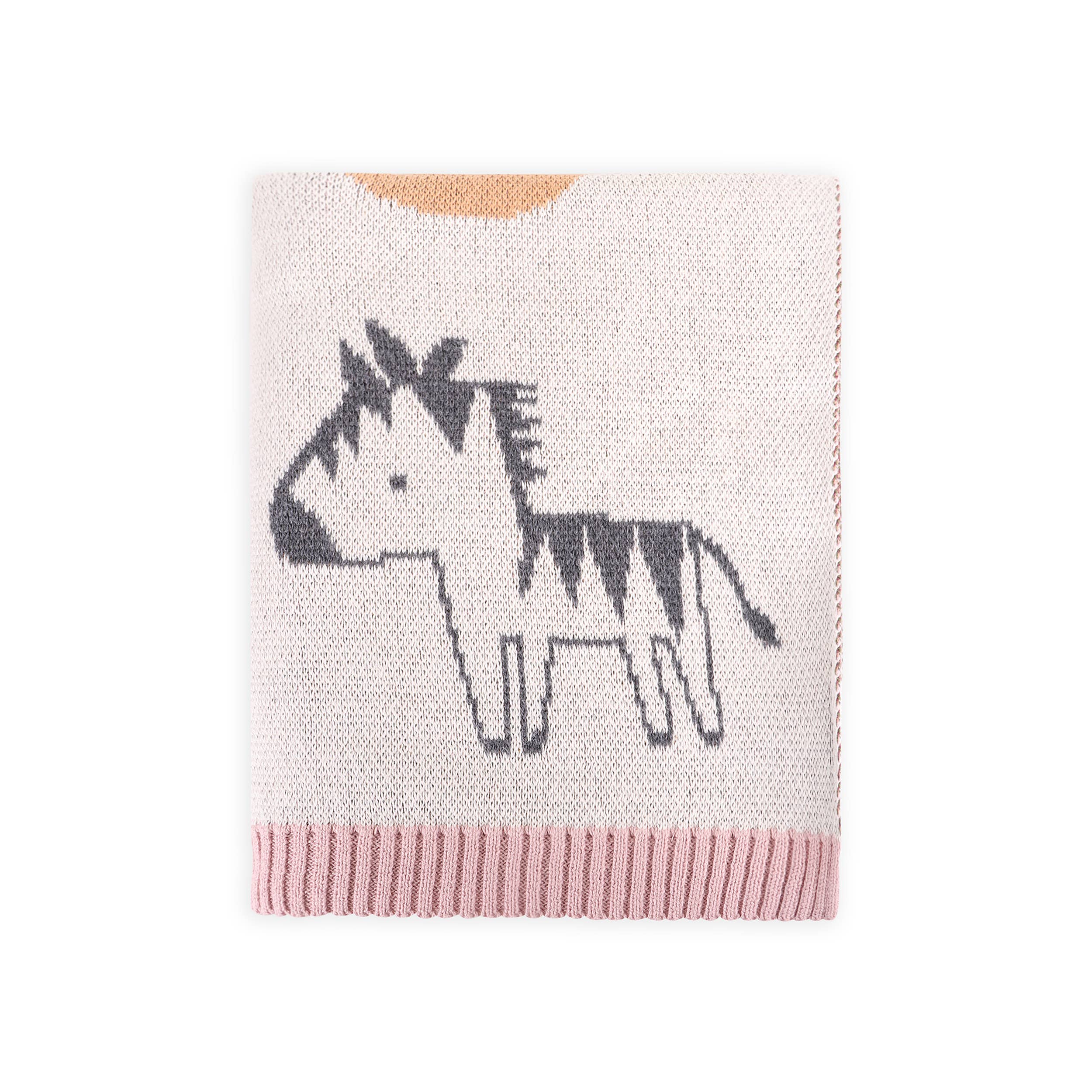 Alphabet Blush - Organic Jacquard Sweater Knit Baby Blanket