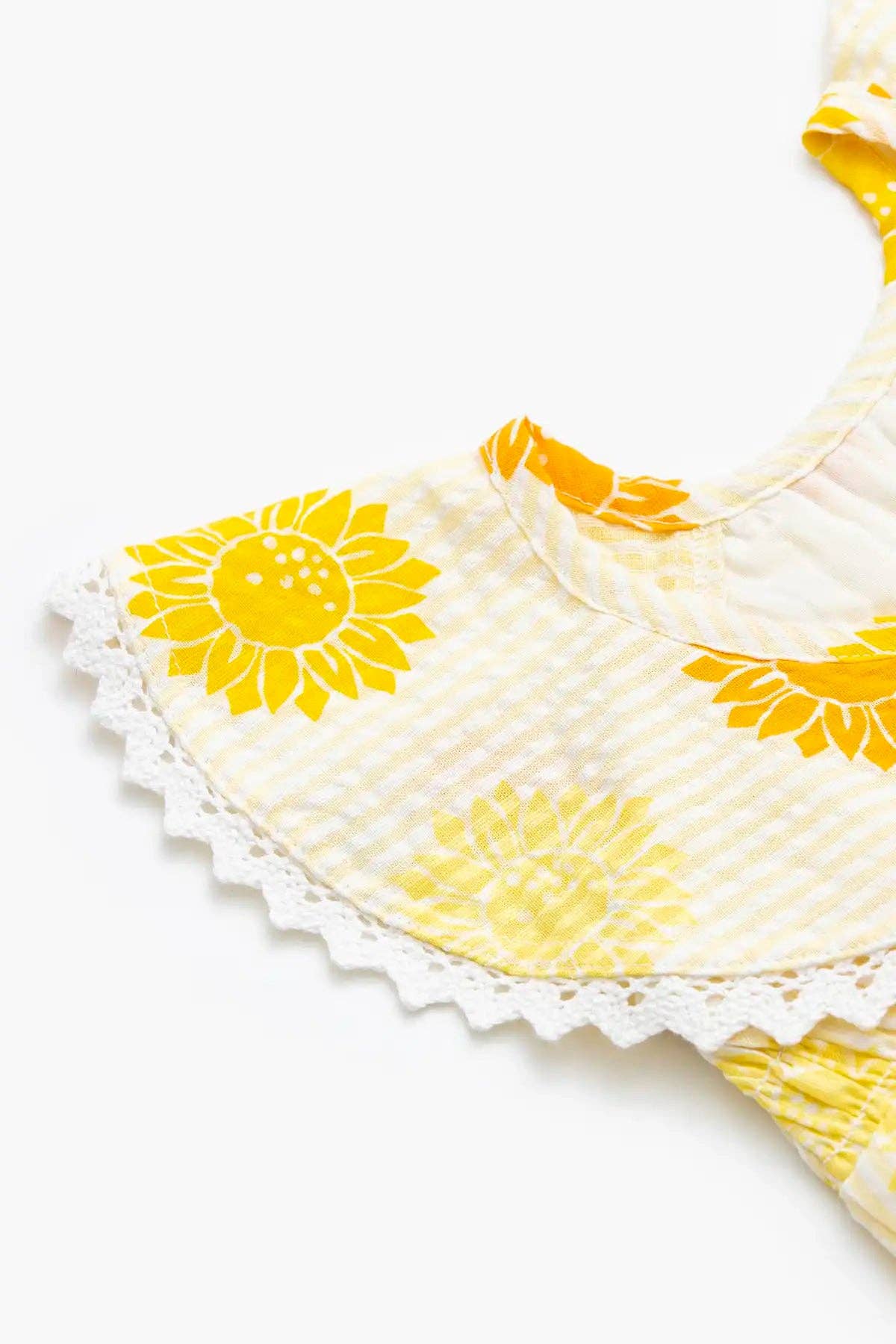 Smocked Bubble Romper Sunflower Burst