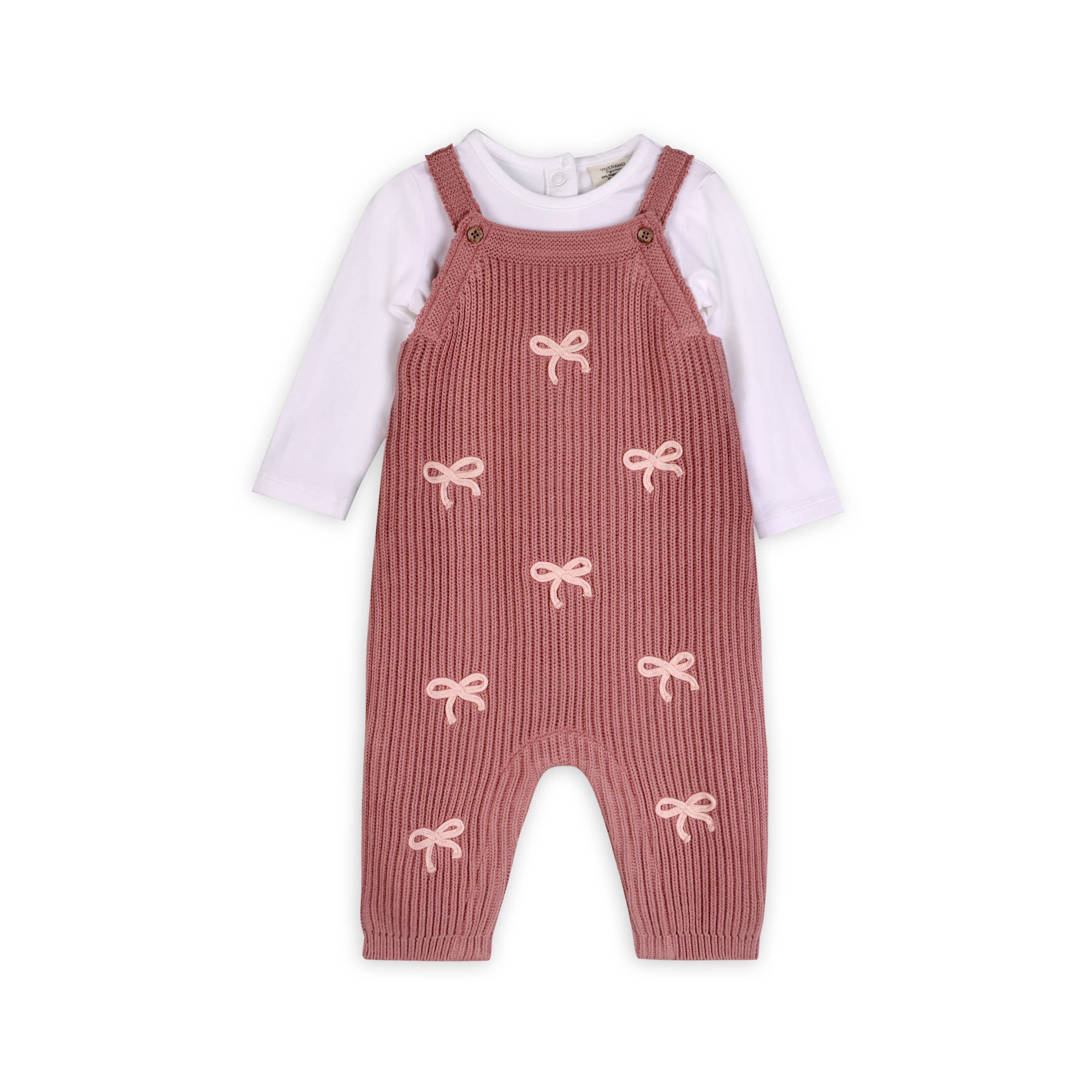 Sweet Bow Embroidered Sweater Knit Baby Jumpsuit (Organic)