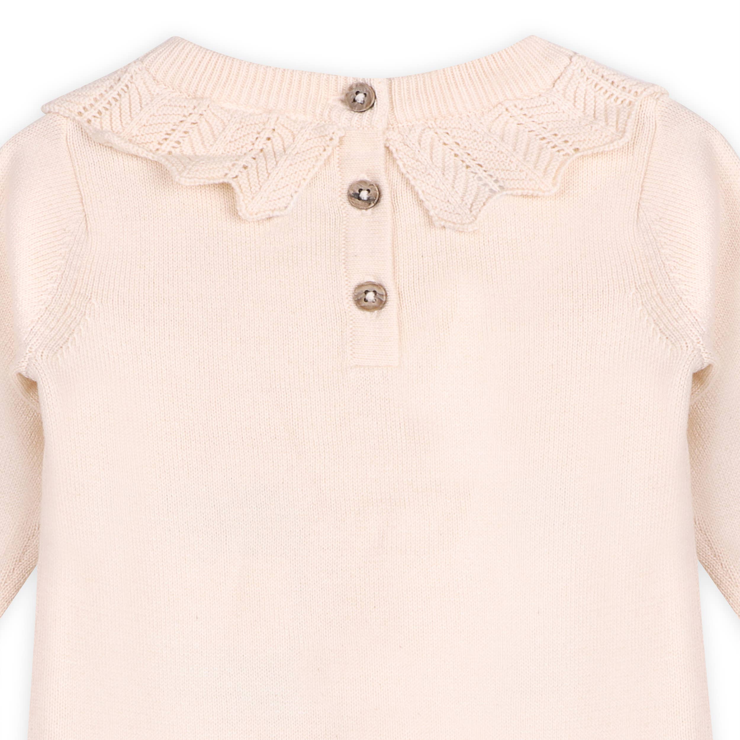 Emma Floral Embroidered Knit Baby Ruffle Dress (Organic)