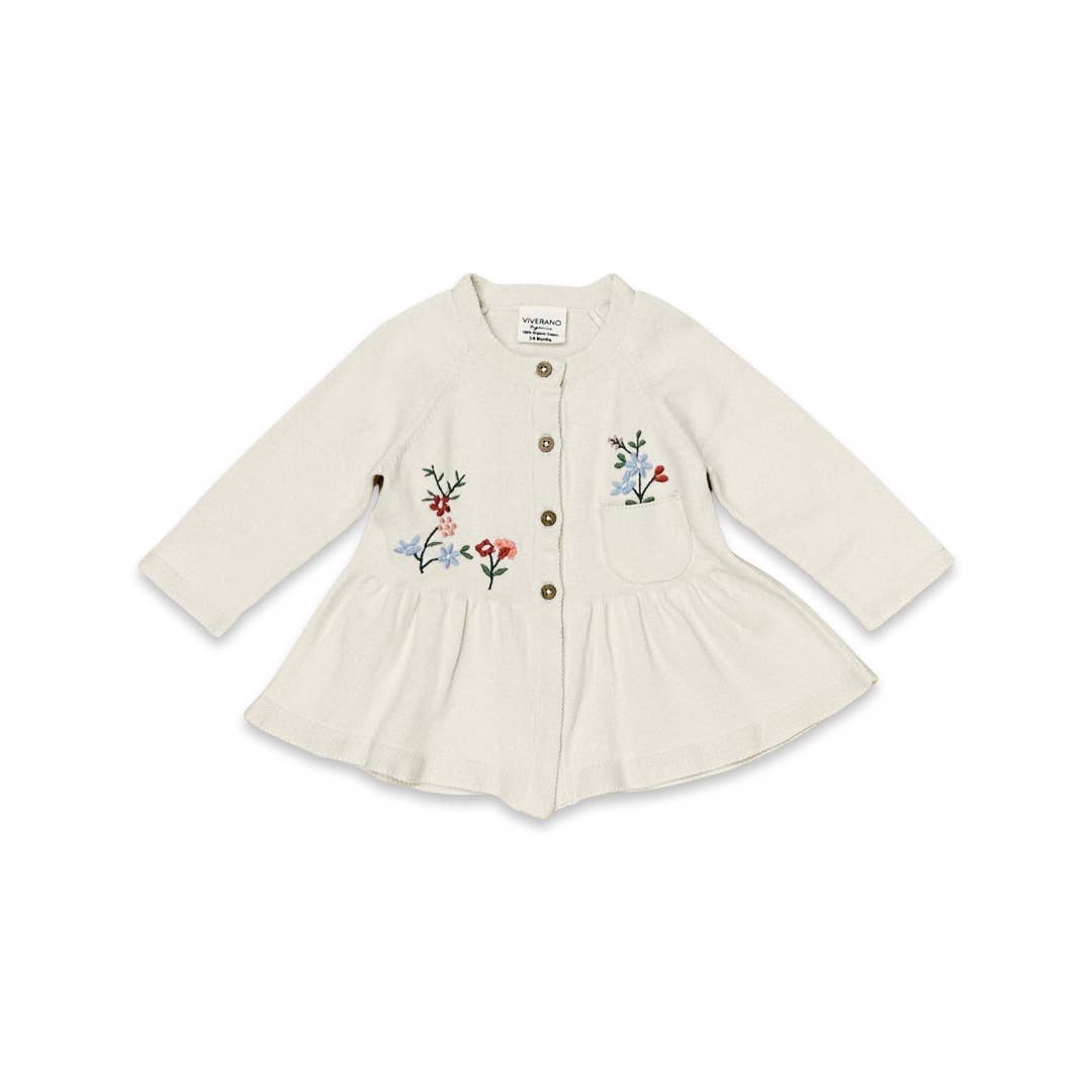 Floral Embroidered Baby Ruffle Short Dress (Organic)