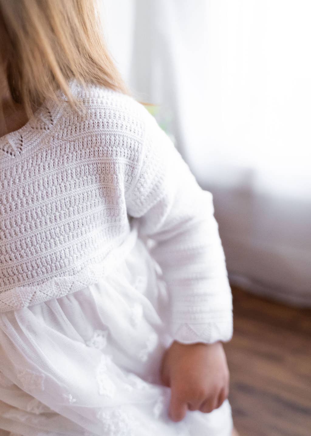 Organic White Floral Embroidered Tutu Knit Baby Dress