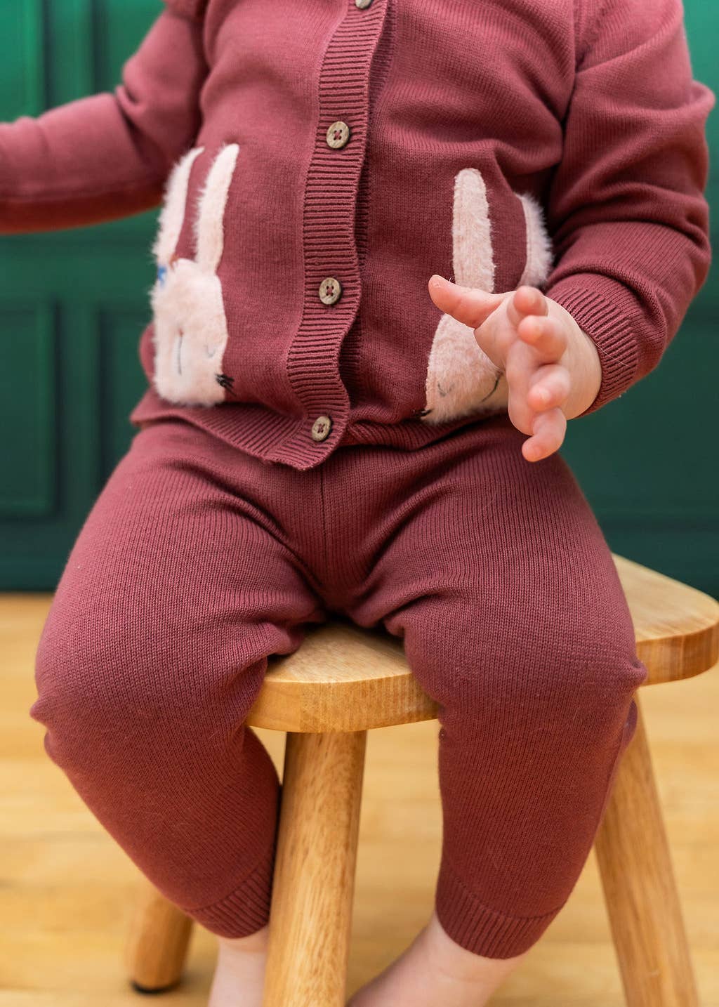 Organic Bunny Applique Baby Cardigan Sweater