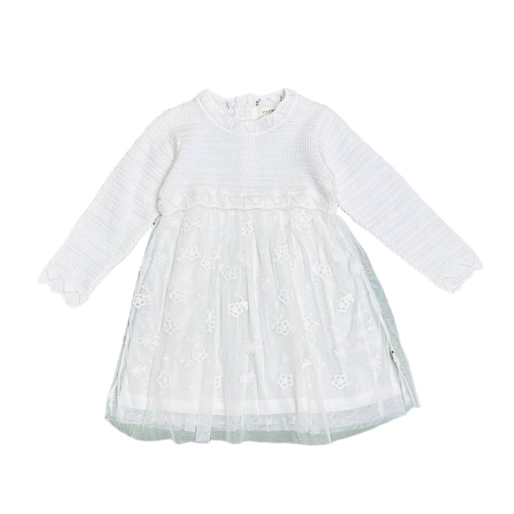 Organic White Floral Embroidered Tutu Knit Baby Dress