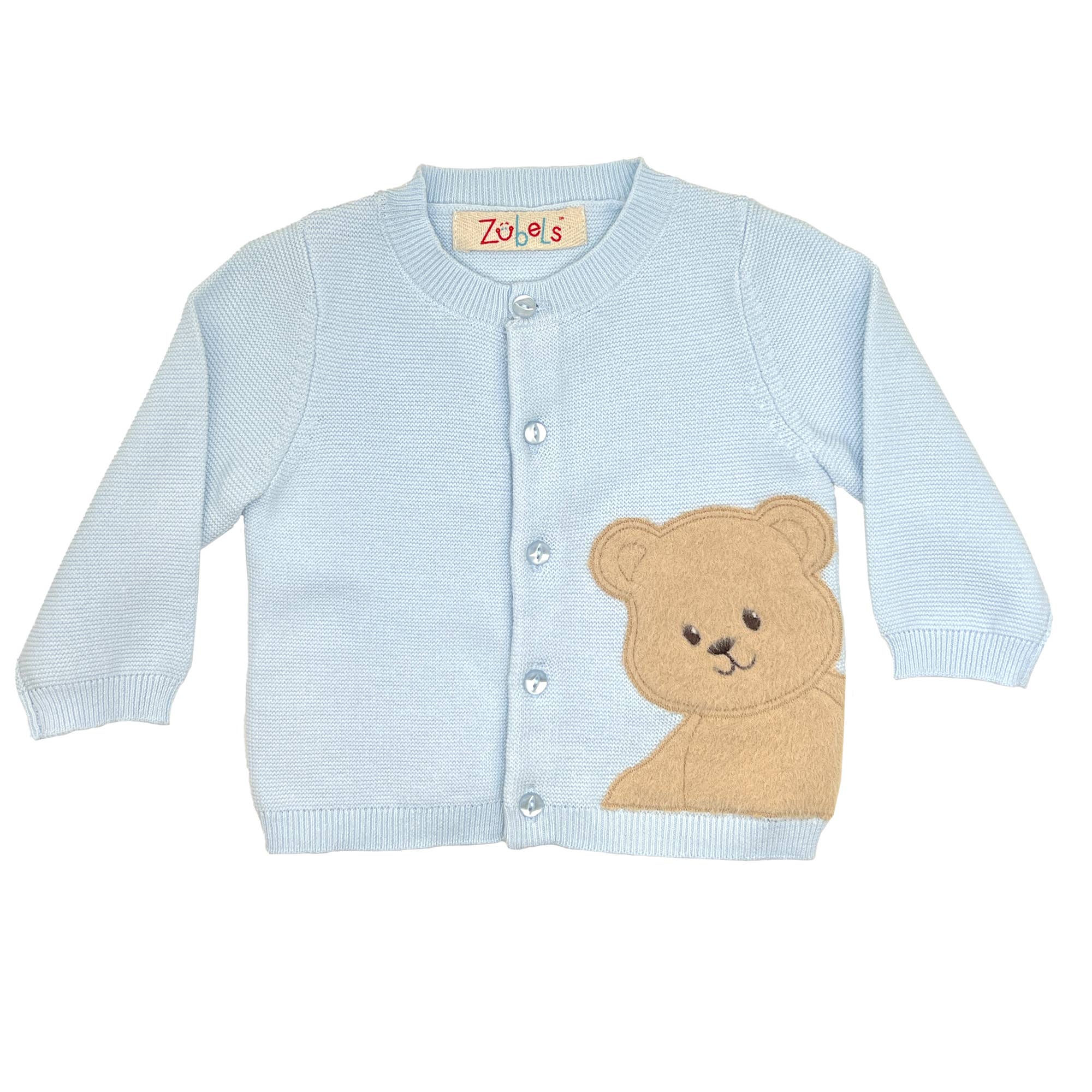Bear Peek-A-Boo Cardigan Sweater in Blue