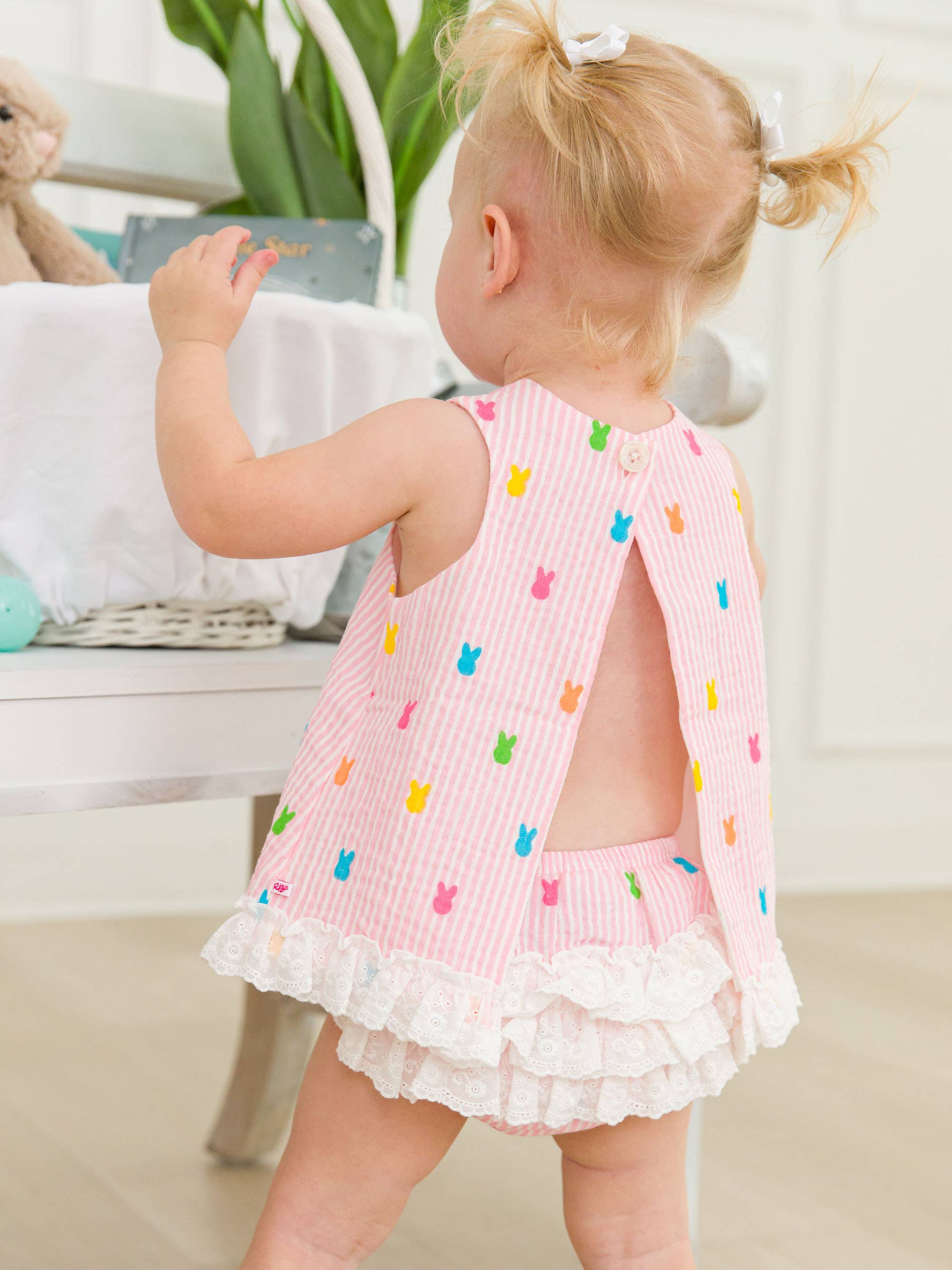 Bunny Stripe Cotton Gauze Swing Top and Bloomer Set