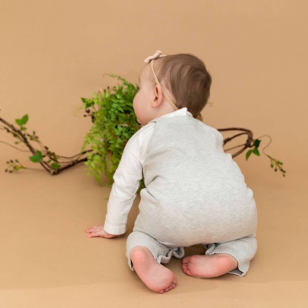 Bunny Embroidered Sweater Knit Baby Overall SET (Organic)