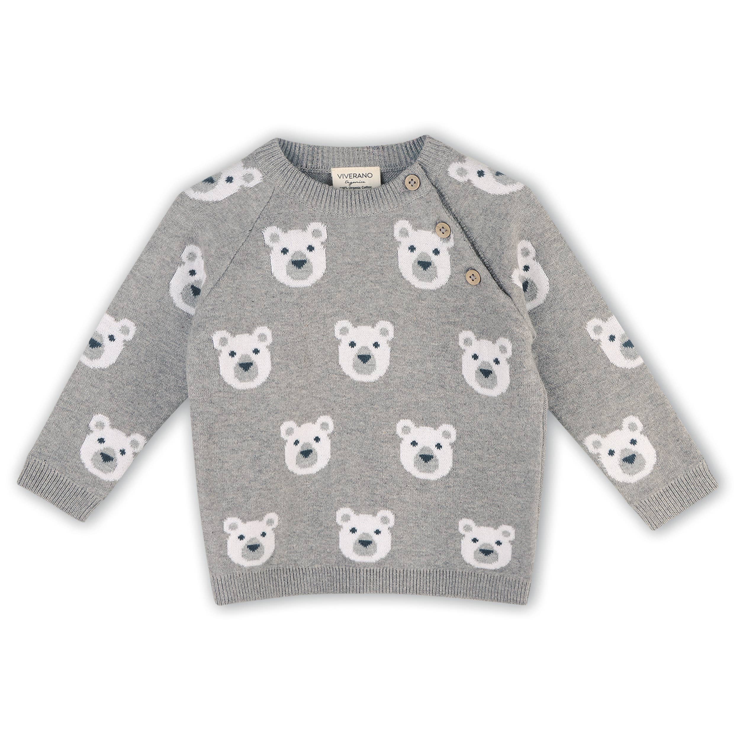 Organic Bear Jacquard Knit Pullover Sweater