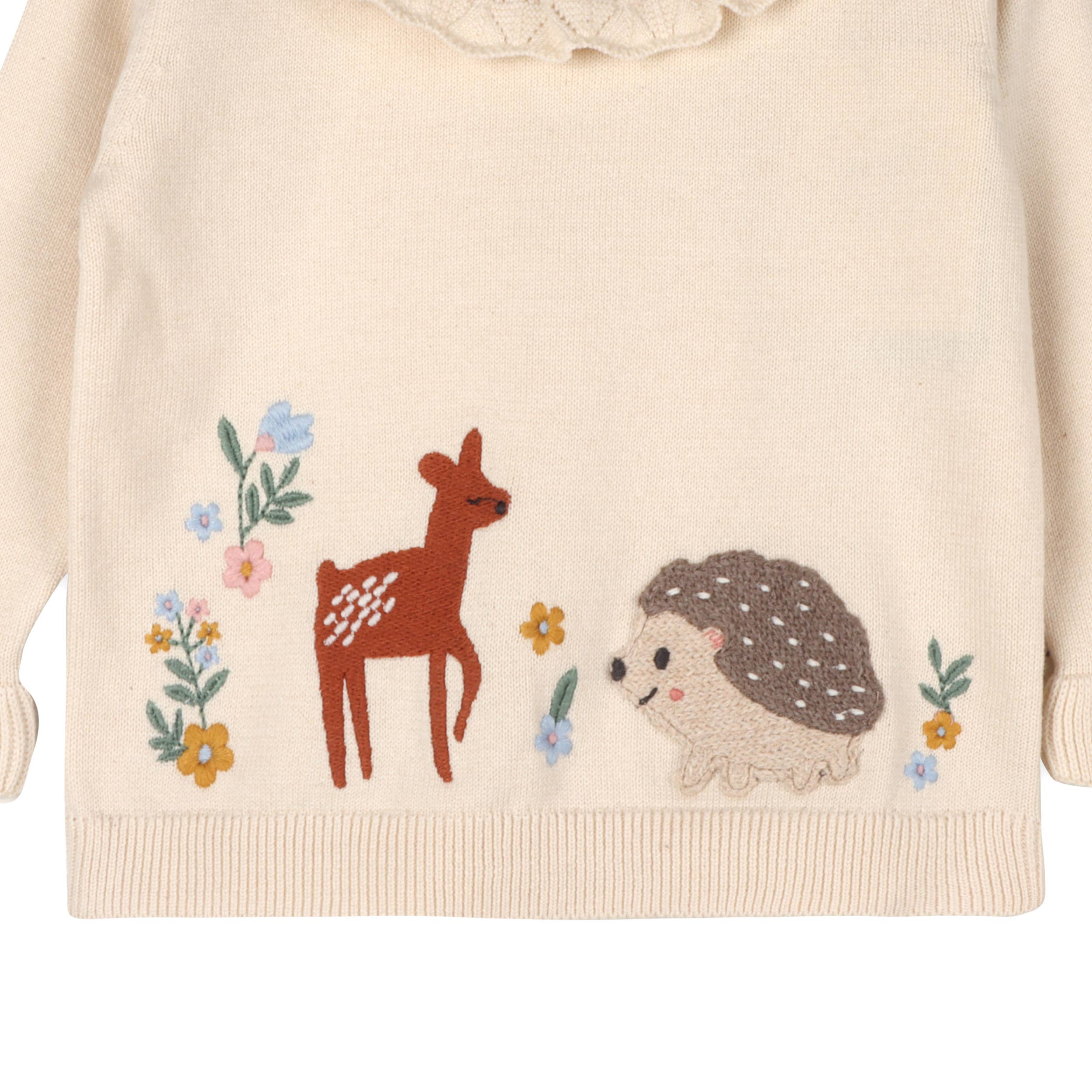 Woodland Embroidered Sweater Knit Baby Pullover & Pants. SET