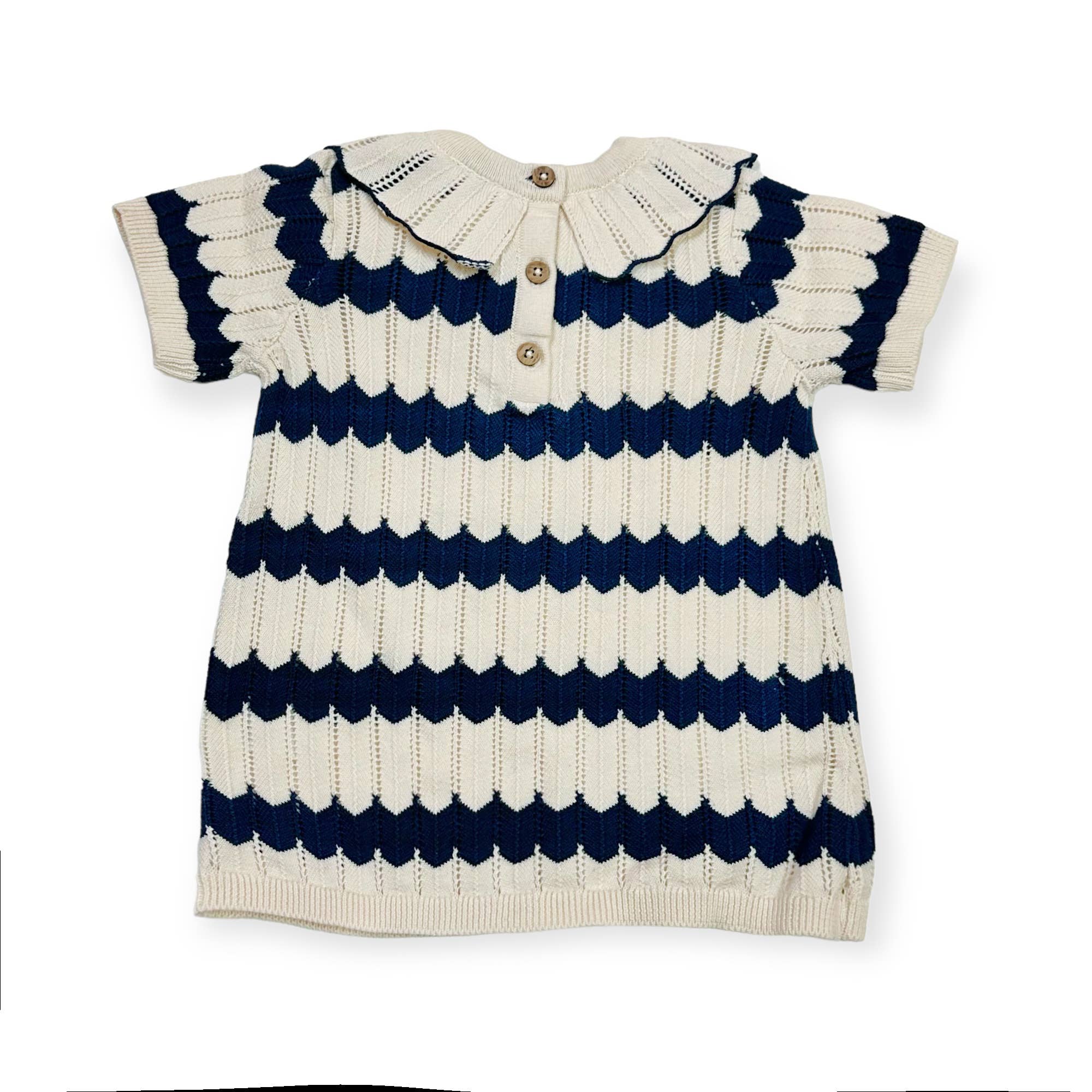 Organic Ruffle Collar Fancy Knit Baby Sweater Dress