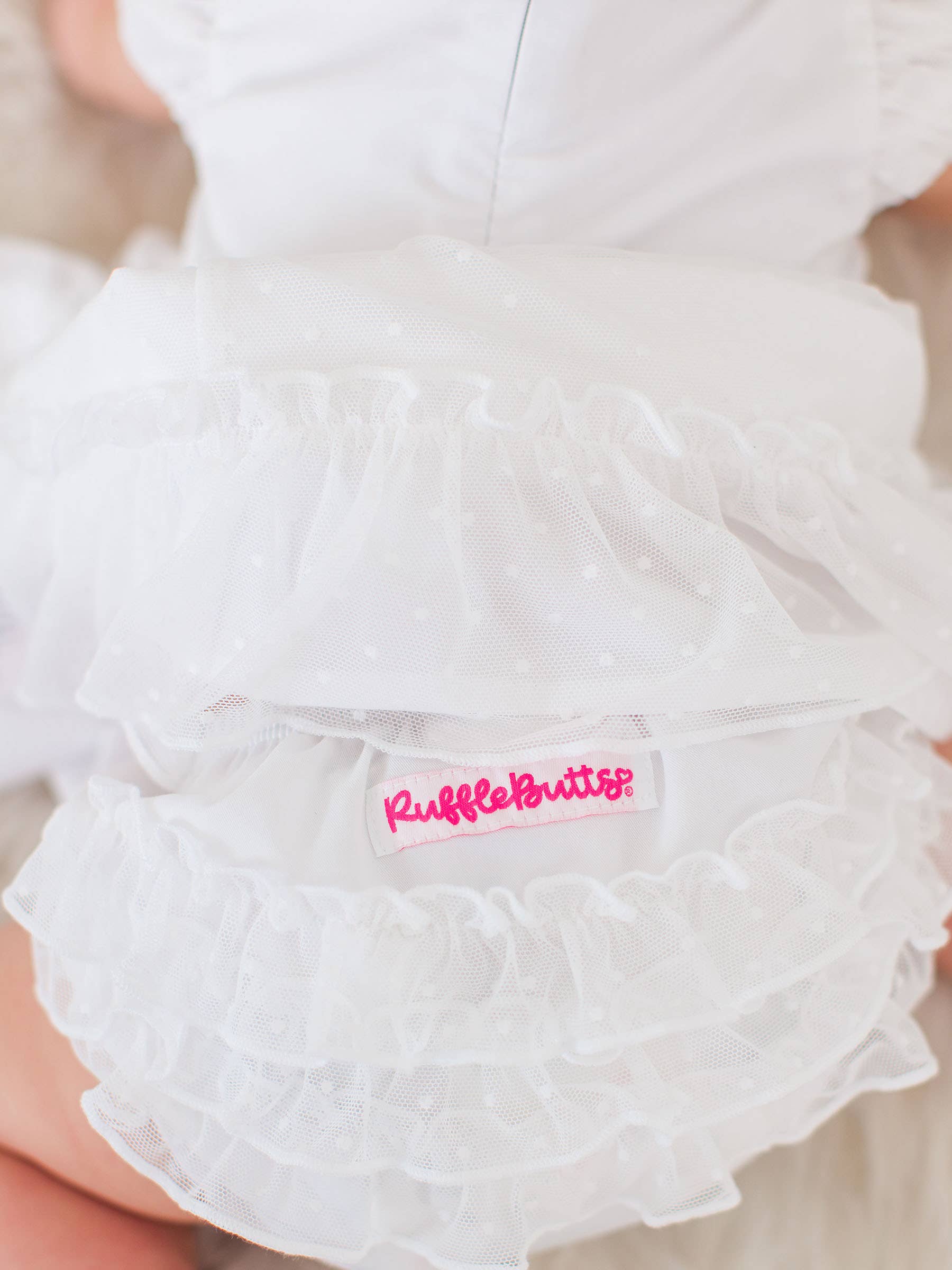 White Dotted Tulle Dress & RuffleButt Set