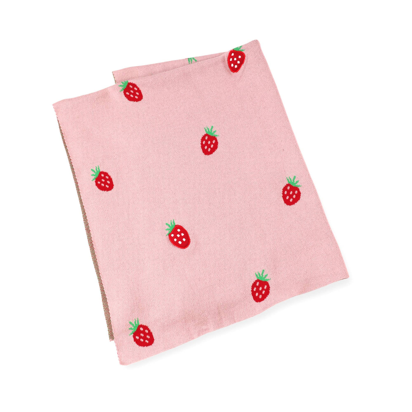 Organic Cotton 3D Strawberry Jacquard Baby Blanket