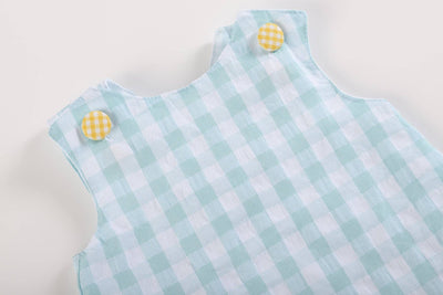 Blue Gingham Cross Strap Top and Bloomer Set