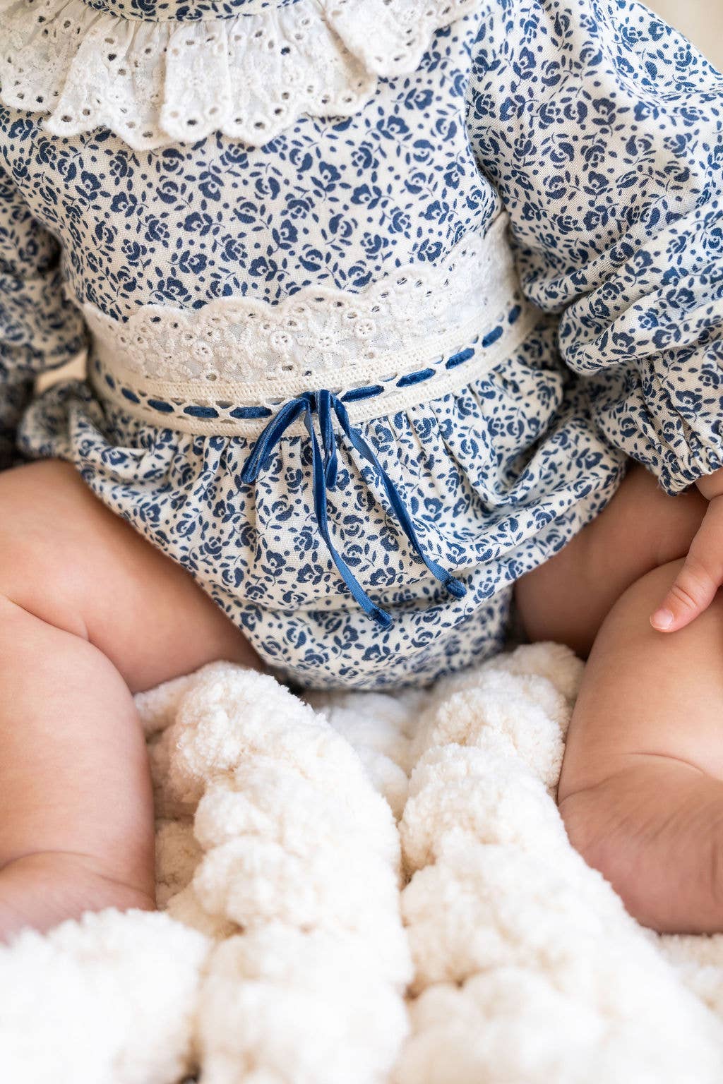 Organic Floral Print & Lace Baby Girl Romper