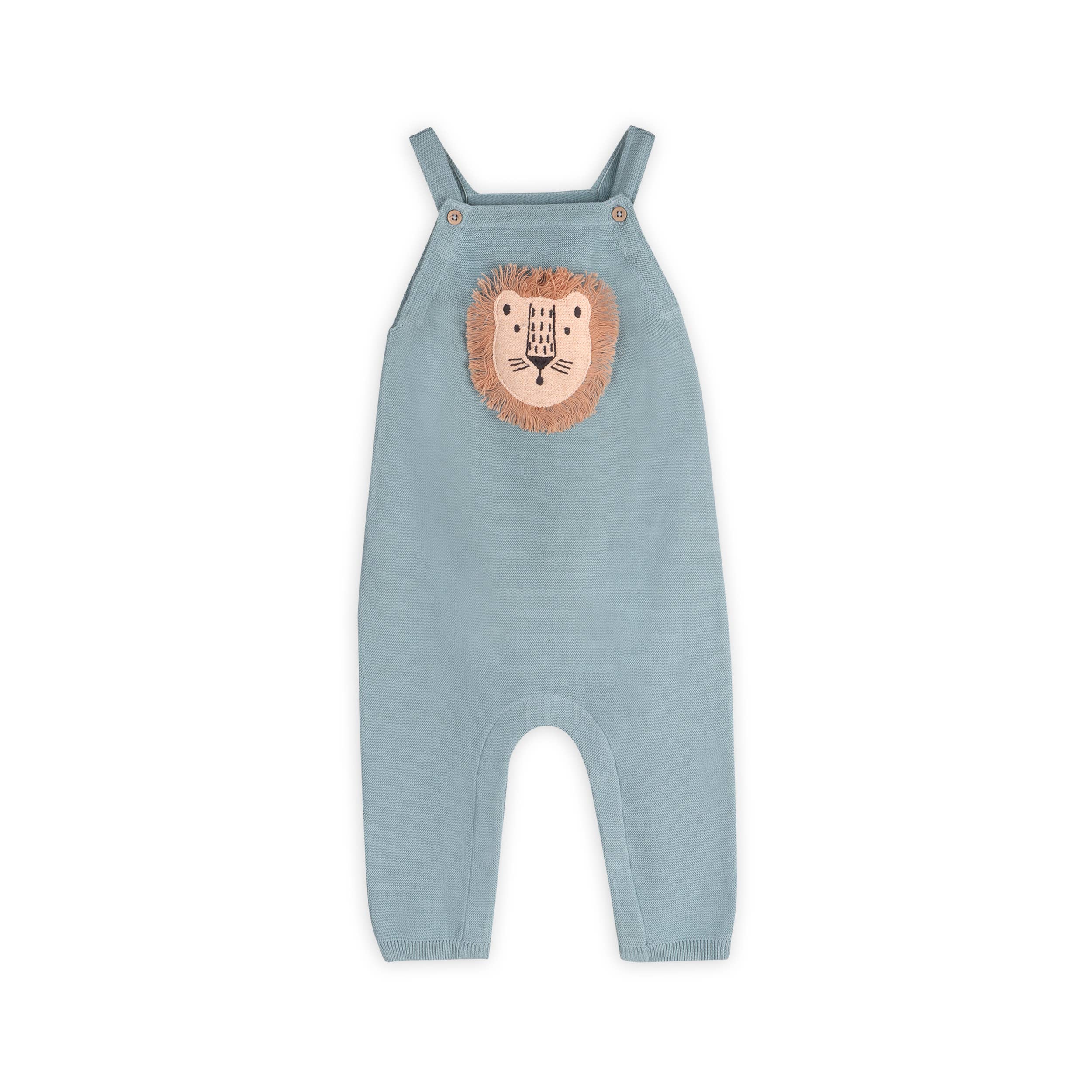 Lion Applique Sweater Knit Baby Overall Set (Organic Cotton)