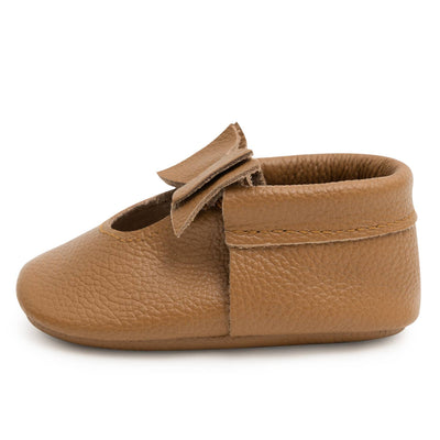 Bow Moccasins - Genuine Leather Baby Shoes (Brown)