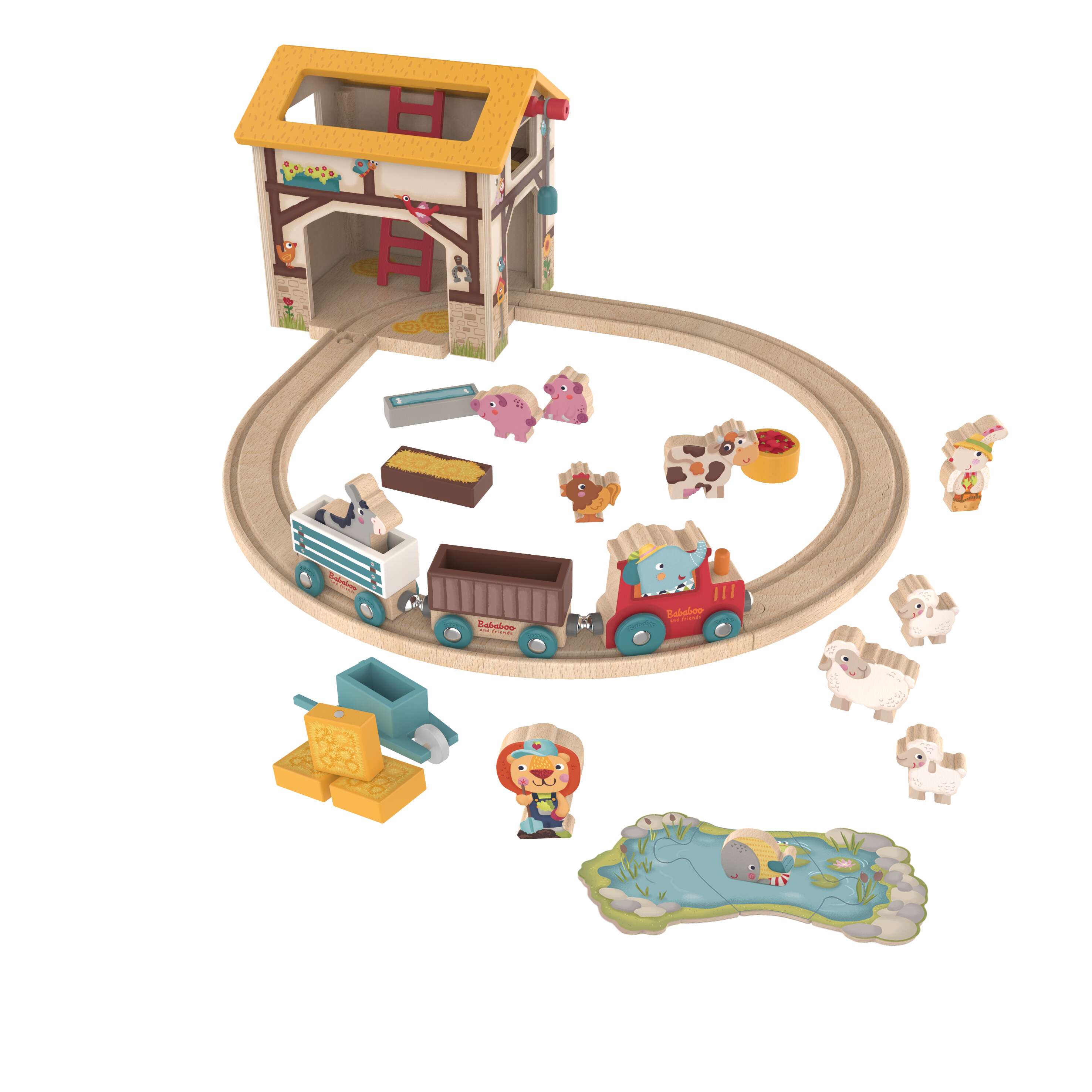 Farm Play World with Wooden Train Tracks [24+ Months]