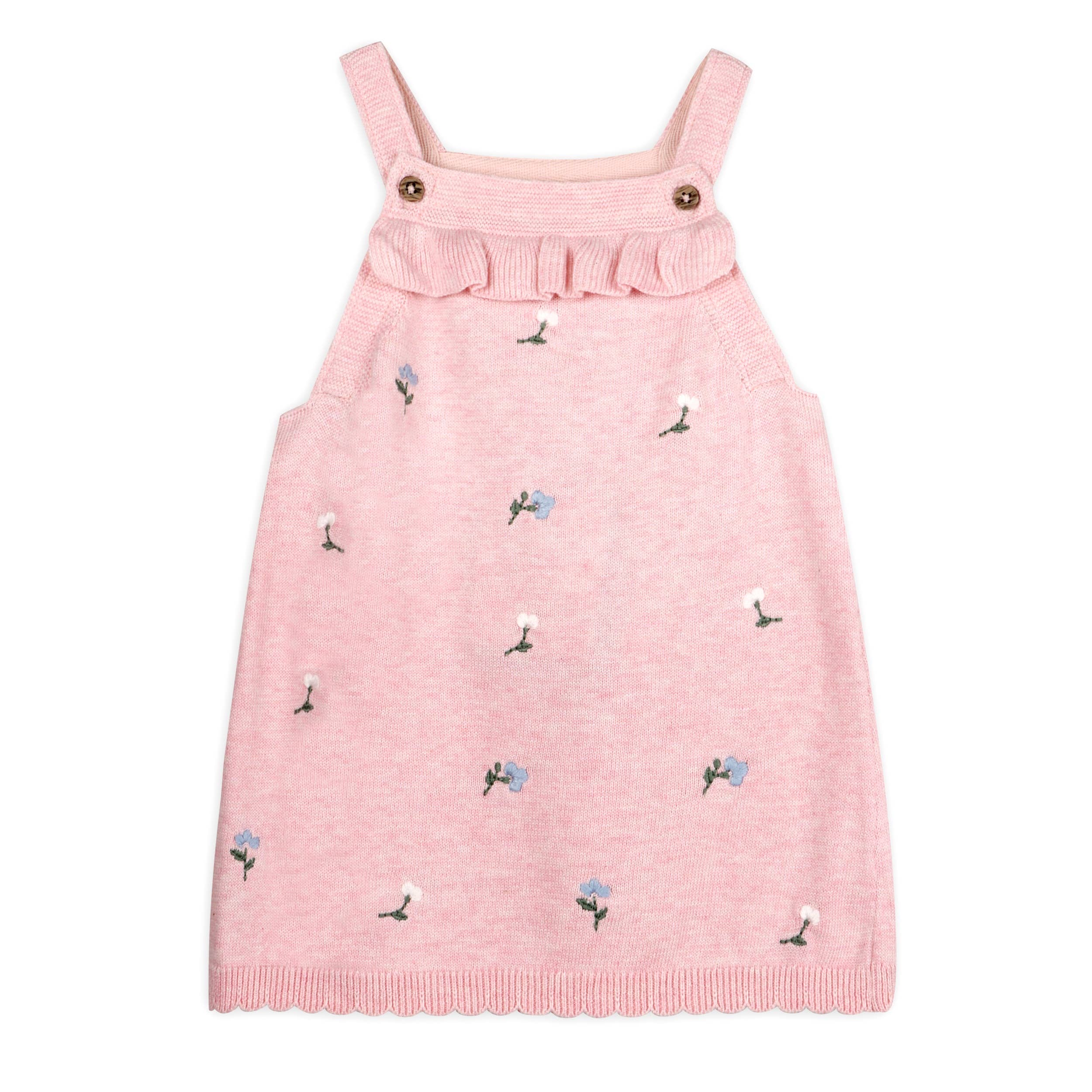 Floral Embroidered Tunic Baby Knit Dress Set (Organic)