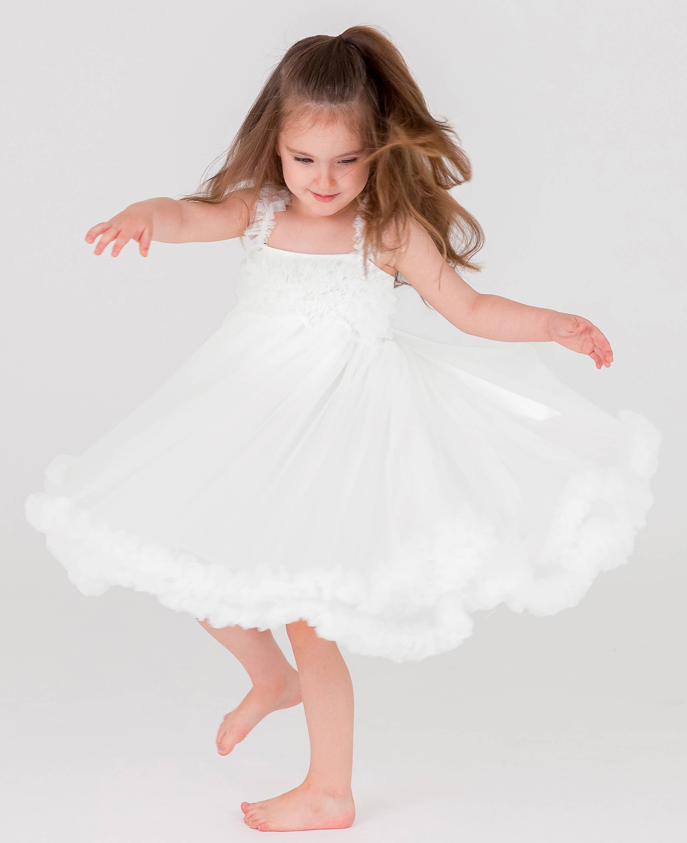 White Tulle Empire Waist Princess Petti Dress