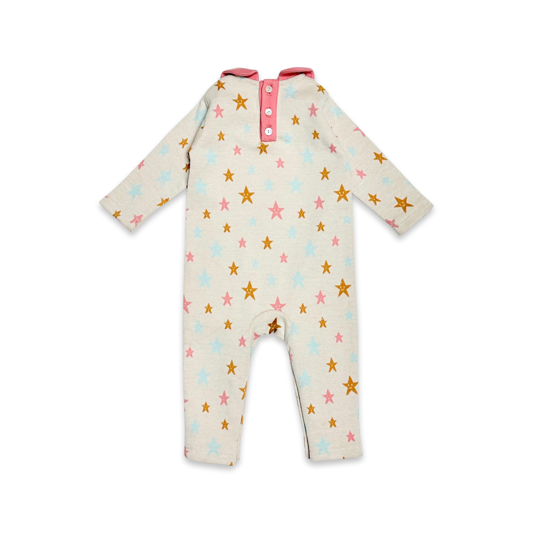 Organic Kangaroo Pocket Jacquard Baby Jumpsuit