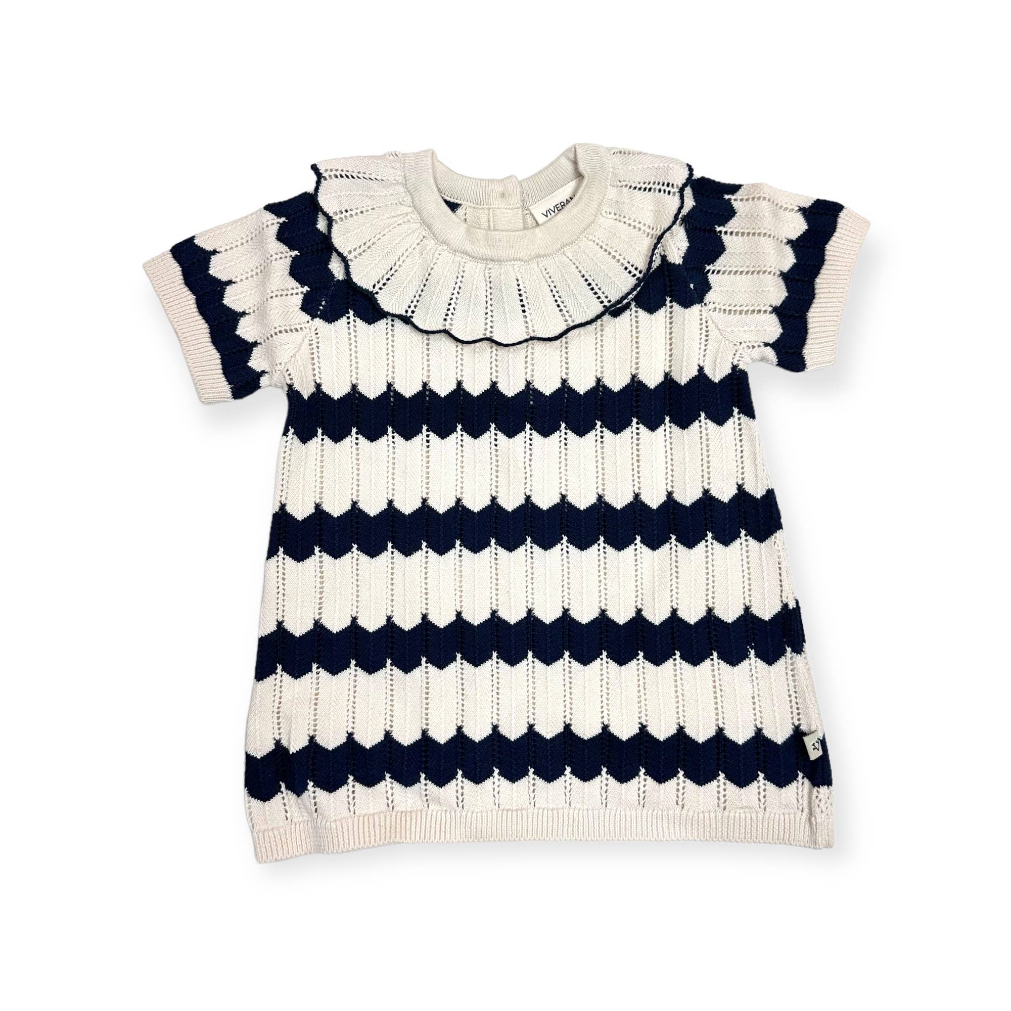 Organic Ruffle Collar Fancy Knit Baby Sweater Dress