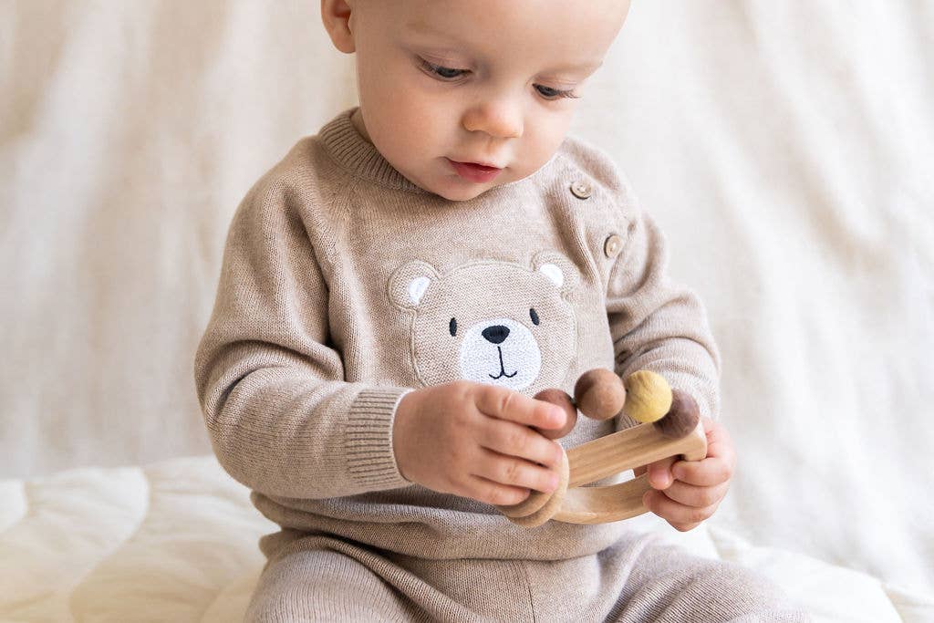 ORGANIC Teddy Bear Applique Baby Raglan Pullover