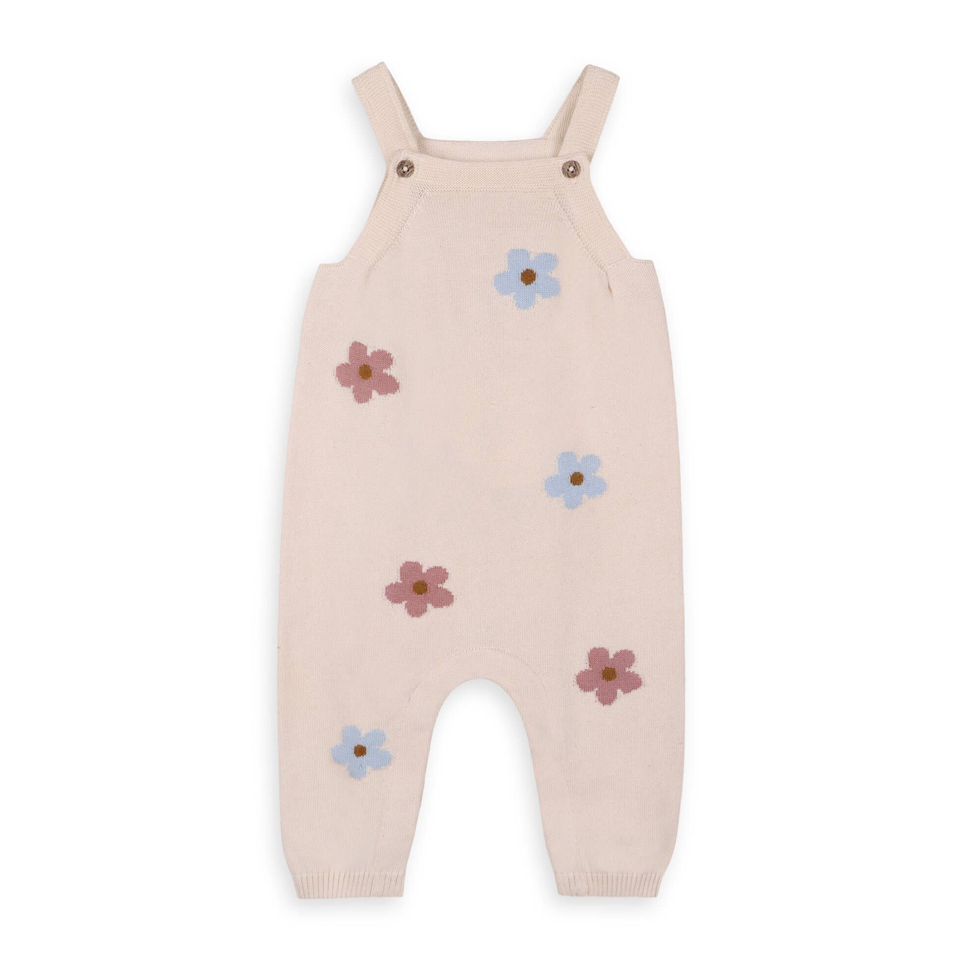 Grace Flower Jacquard Knit Baby Overall & Bodysuit Set