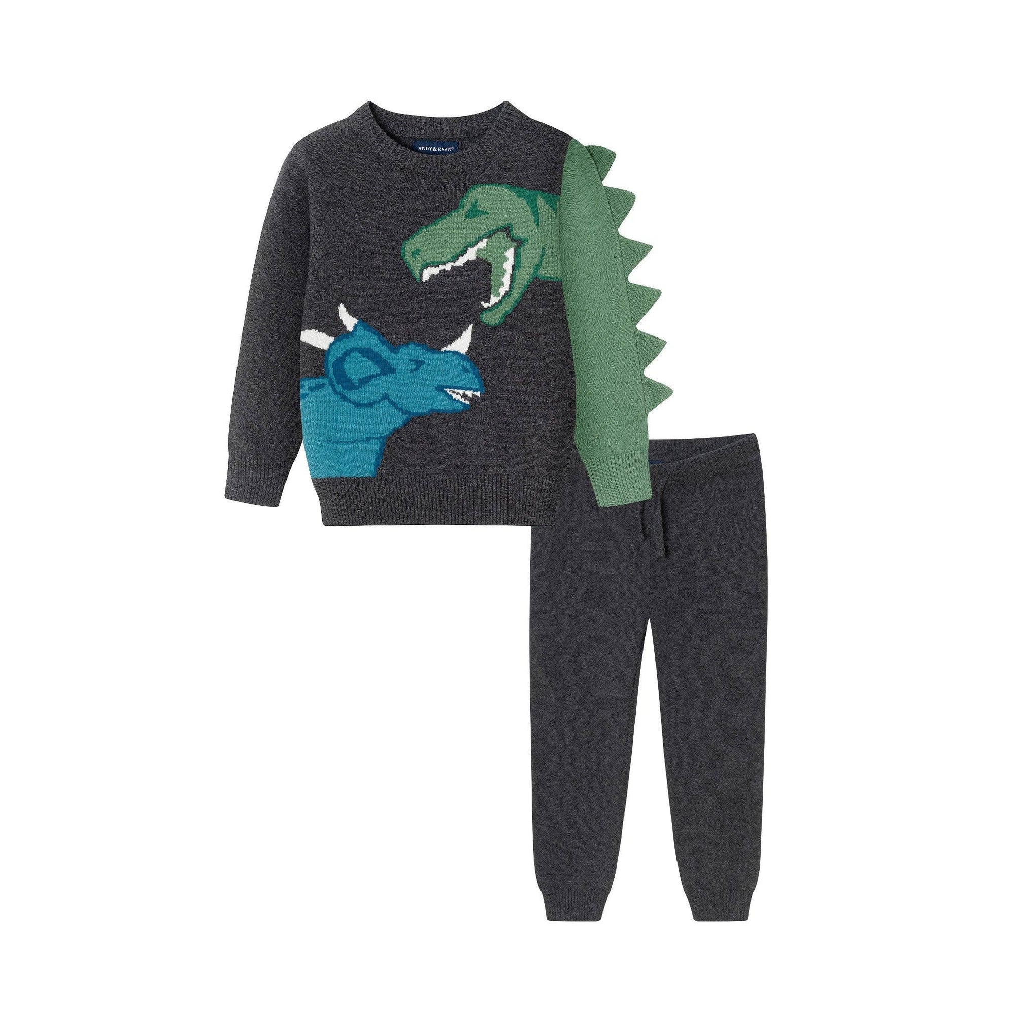 Sweater Set | Charcoal Dinosaur