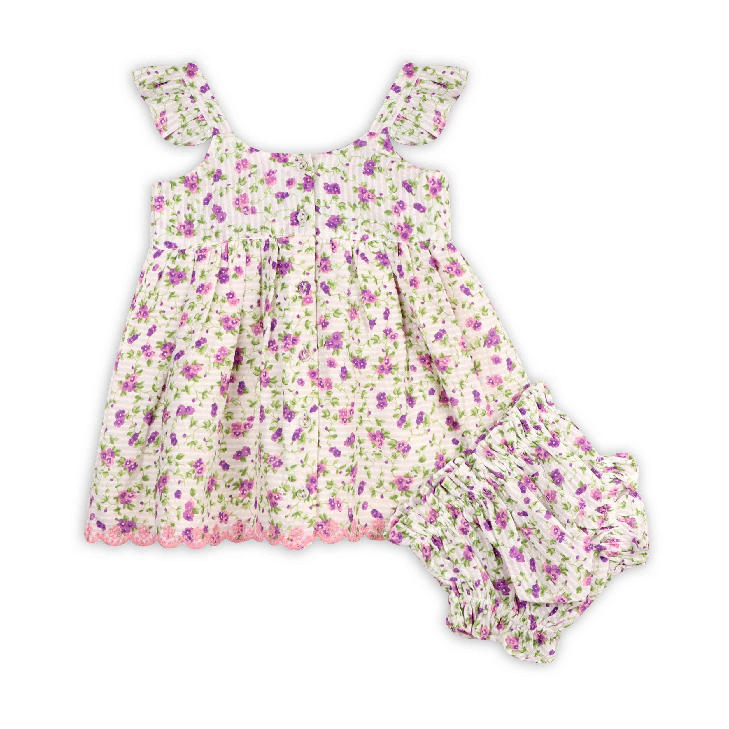 Organic Naomi Seersucker Baby Dress + Bloomer