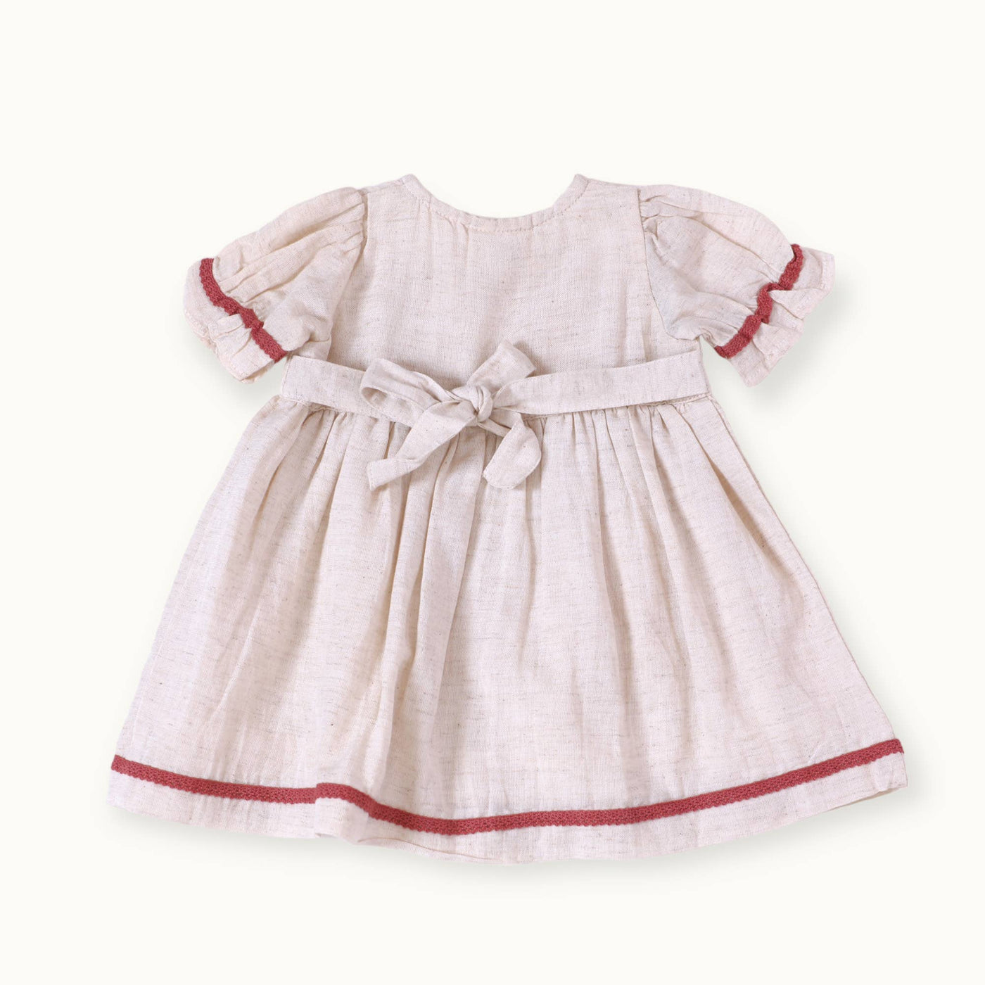 Victoria Embroidered Floral Baby Dress + Bloomer (Linen)