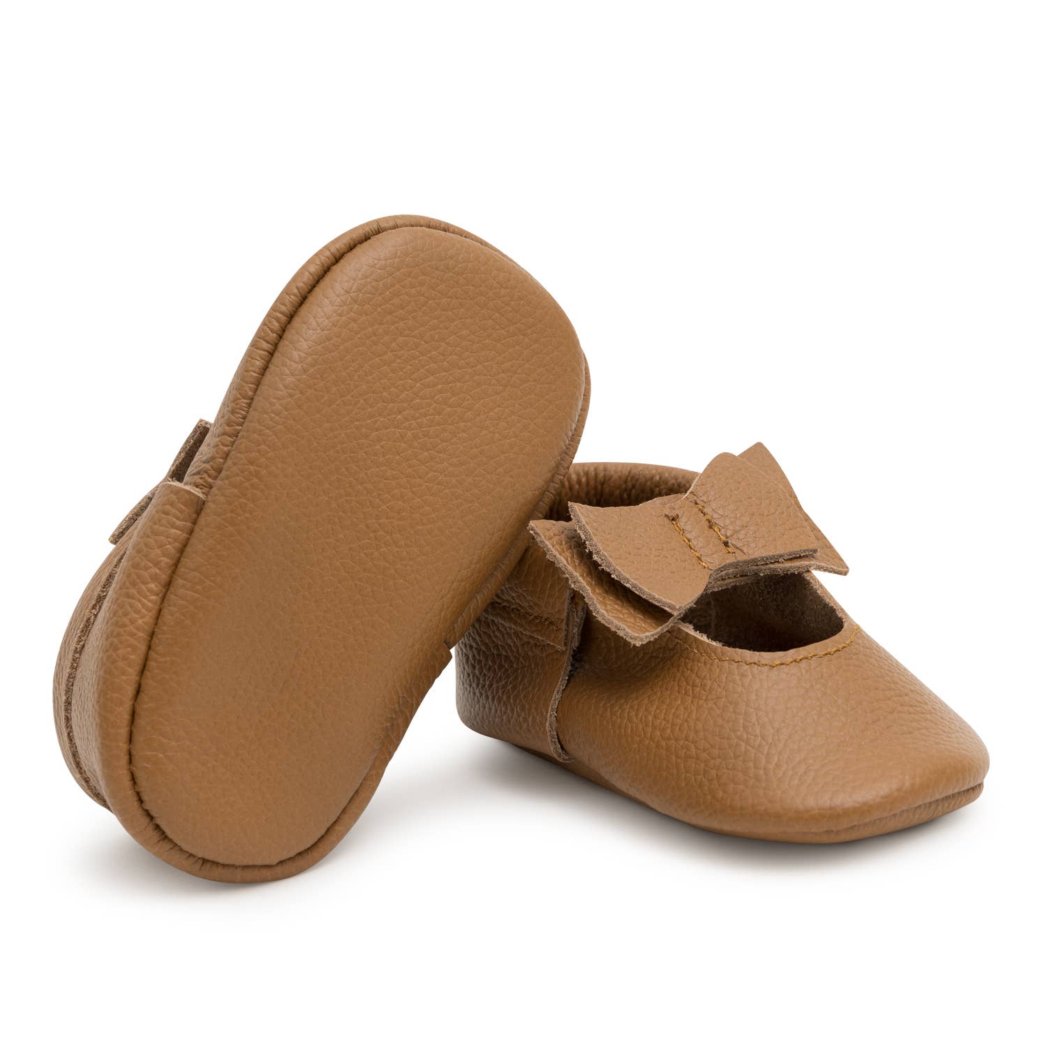 Bow Moccasins - Genuine Leather Baby Shoes (Brown)