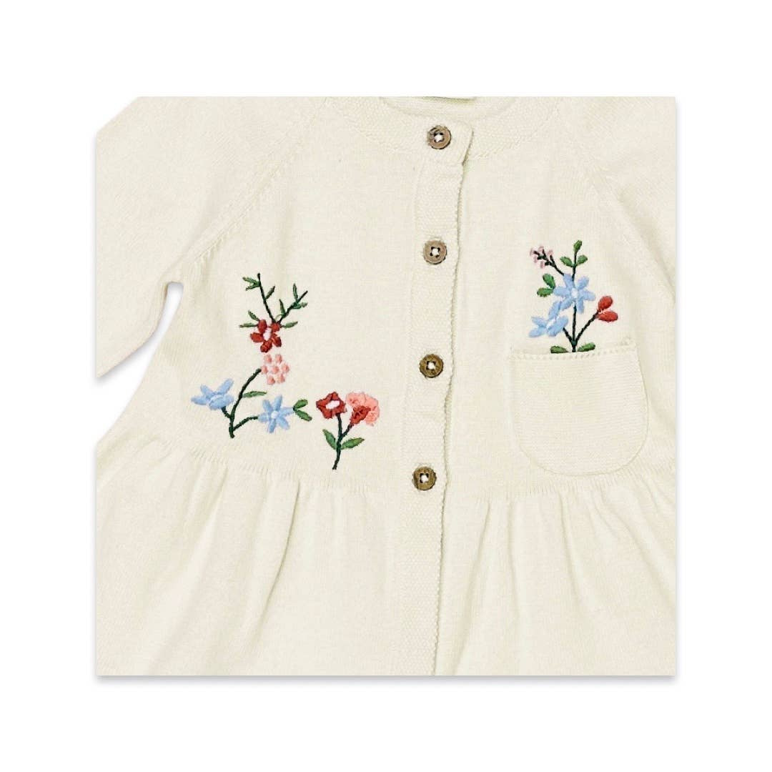 Floral Embroidered Baby Ruffle Short Dress (Organic)