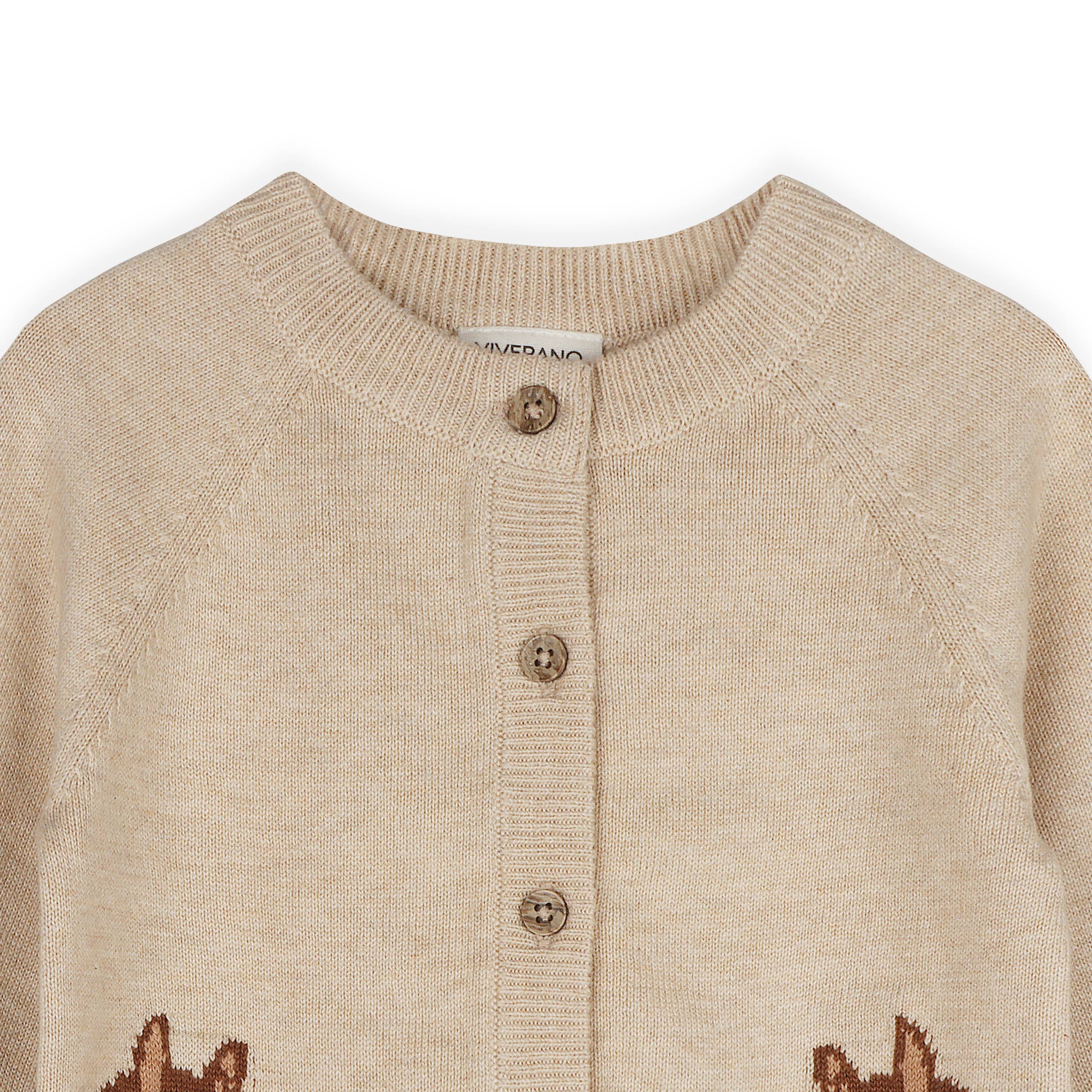 Horse Jacquard Sweater Knit Baby Cardigan (Organic Cotton)