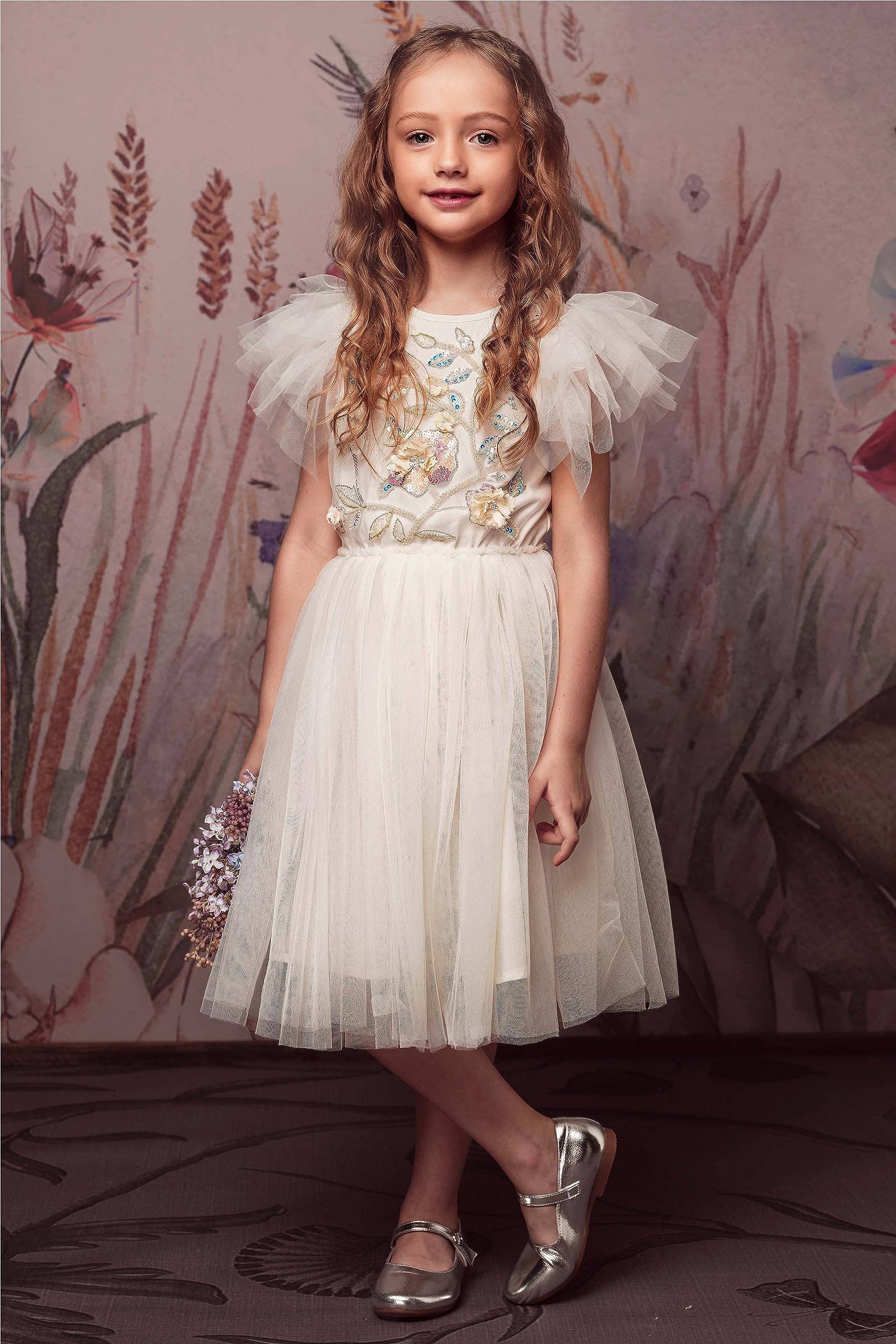 Embroidered Lace Flower Fairy Girl Dress