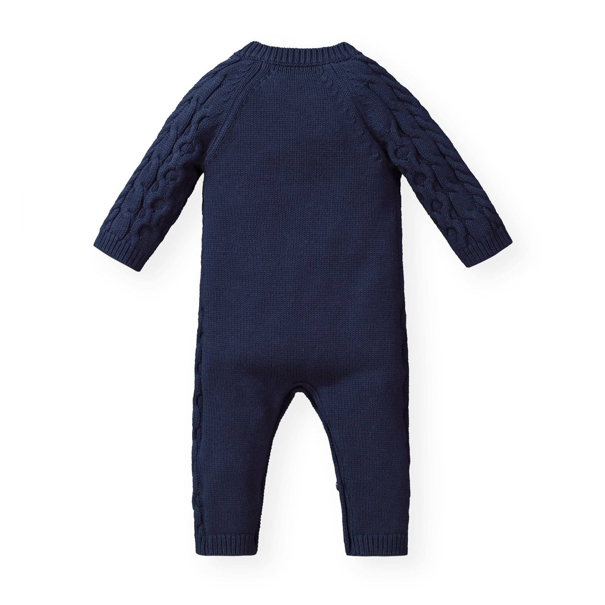 Organic Cable Knit Sweater Romper Blue