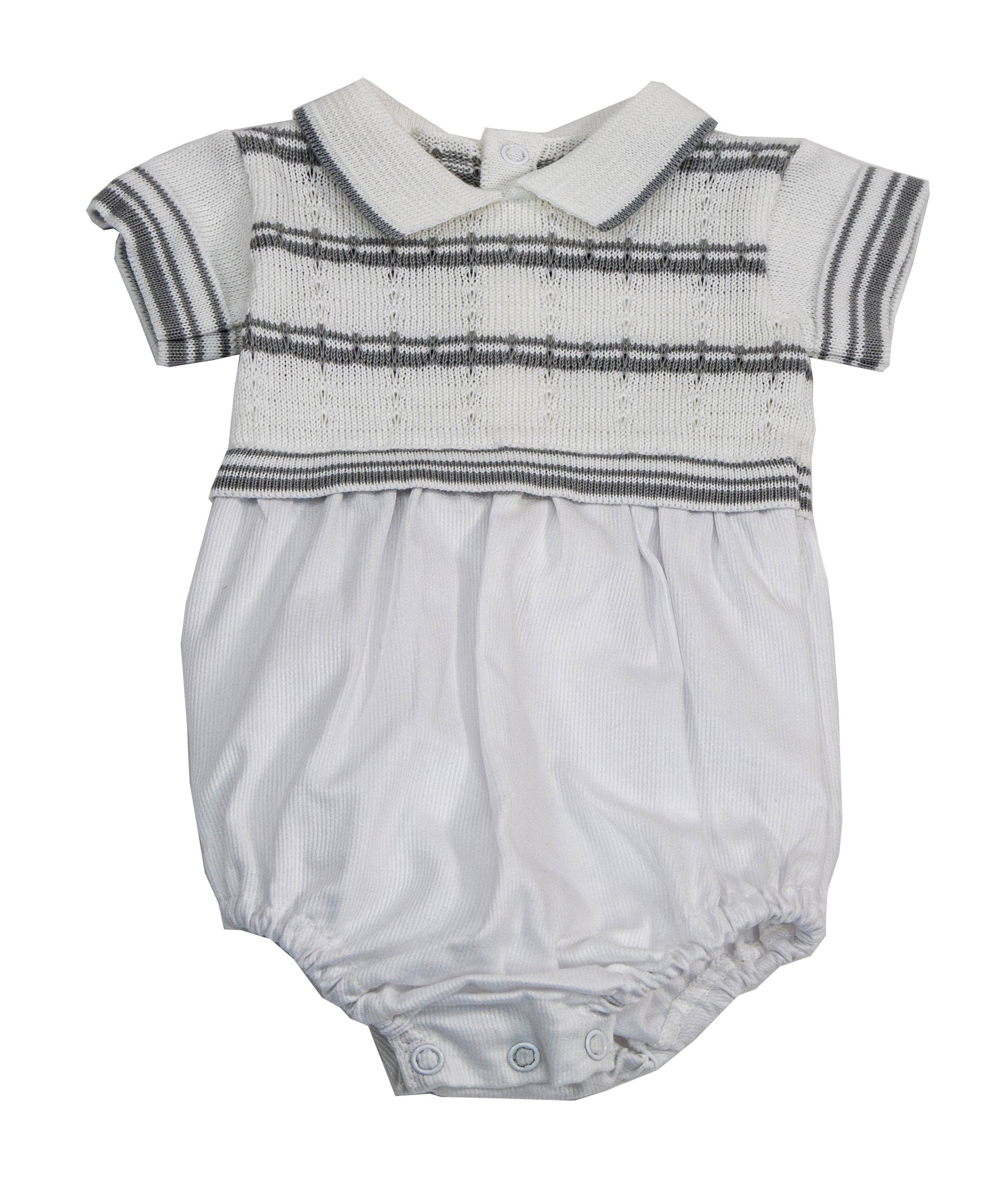 Baby romper knitted top  - Noah White/Gray