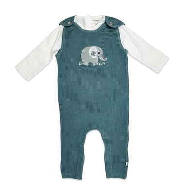 Elephant Embroidered Chunky Knit Baby Overall Set (Organic)