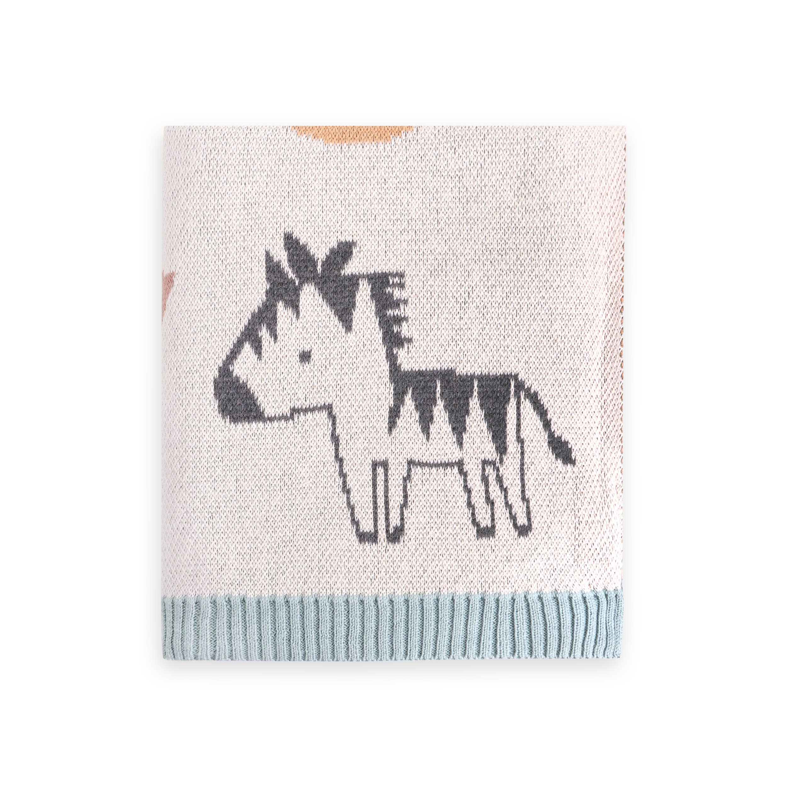 Alphabet Blue - Organic Jacquard Sweater Knit Baby Blanket