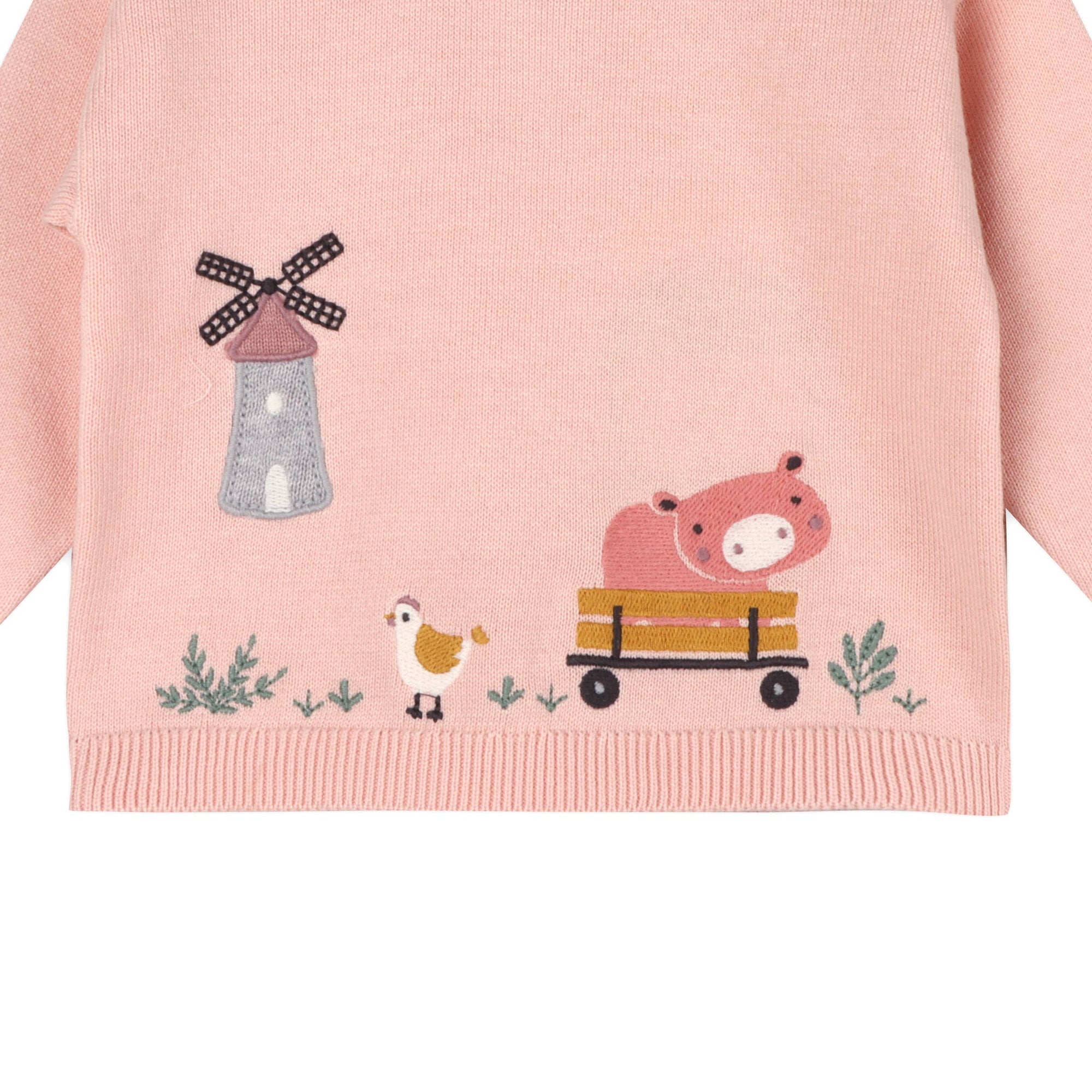 Farm Windmill Applique Sweater Knit Baby Pullover -Organic