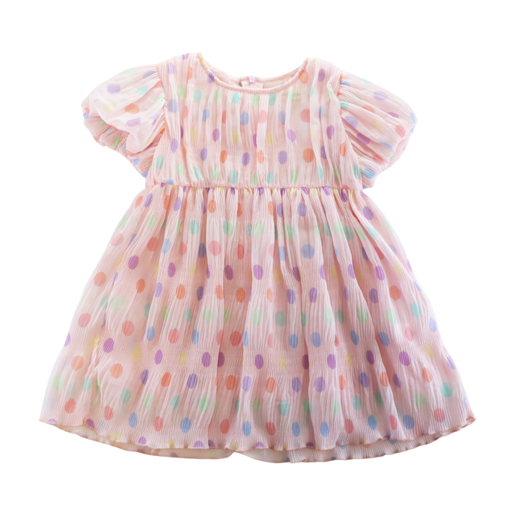 Dot Chiffon Pleat Dress