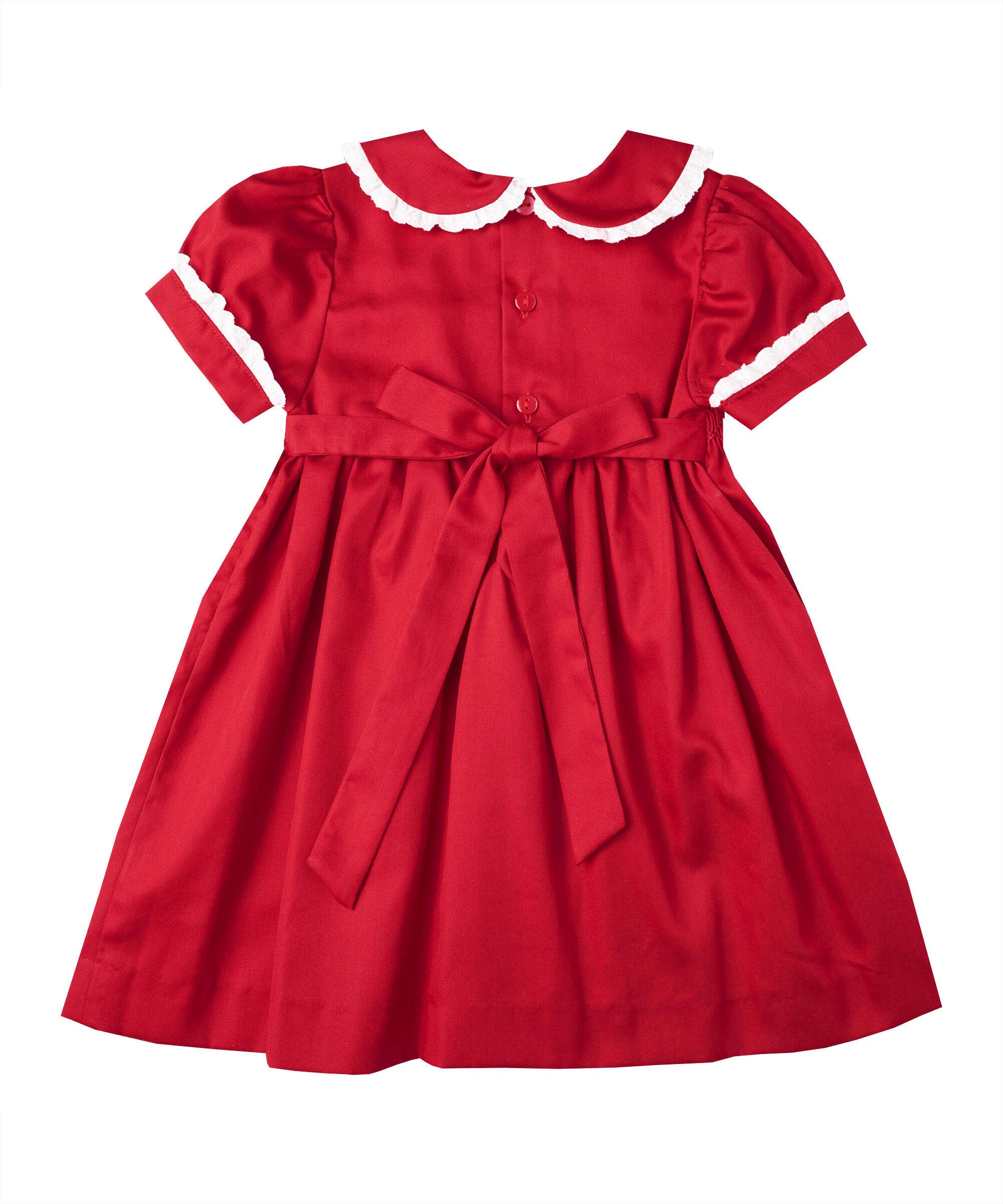 Red Smocked Peter Pan Collar Dress