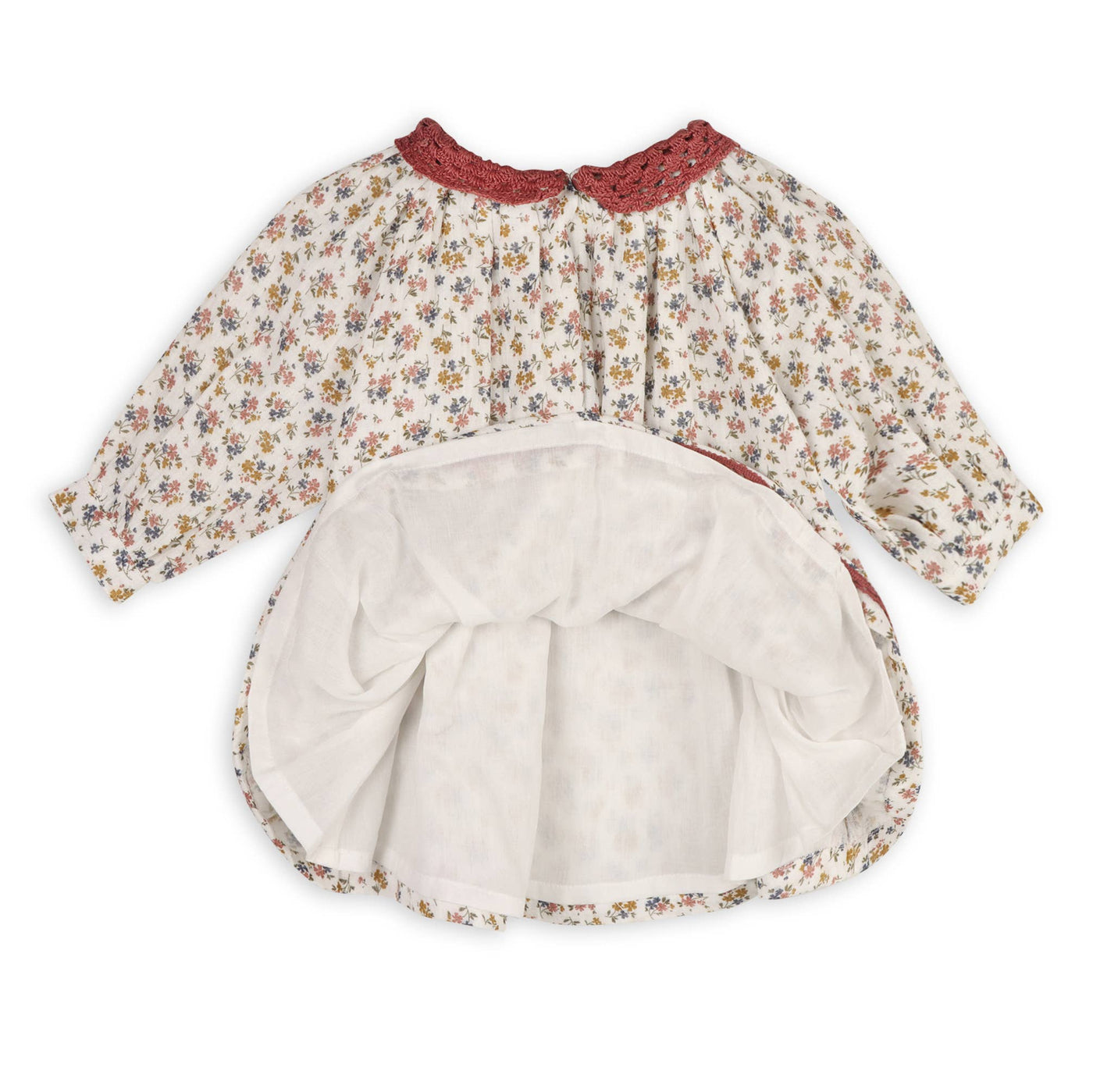 Organic Floral Lace Collar Muslin Baby Dress & Bloomer