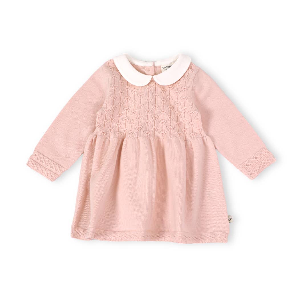 Organic Milan Peter Pan Tulip Knit Baby Sweater Dress