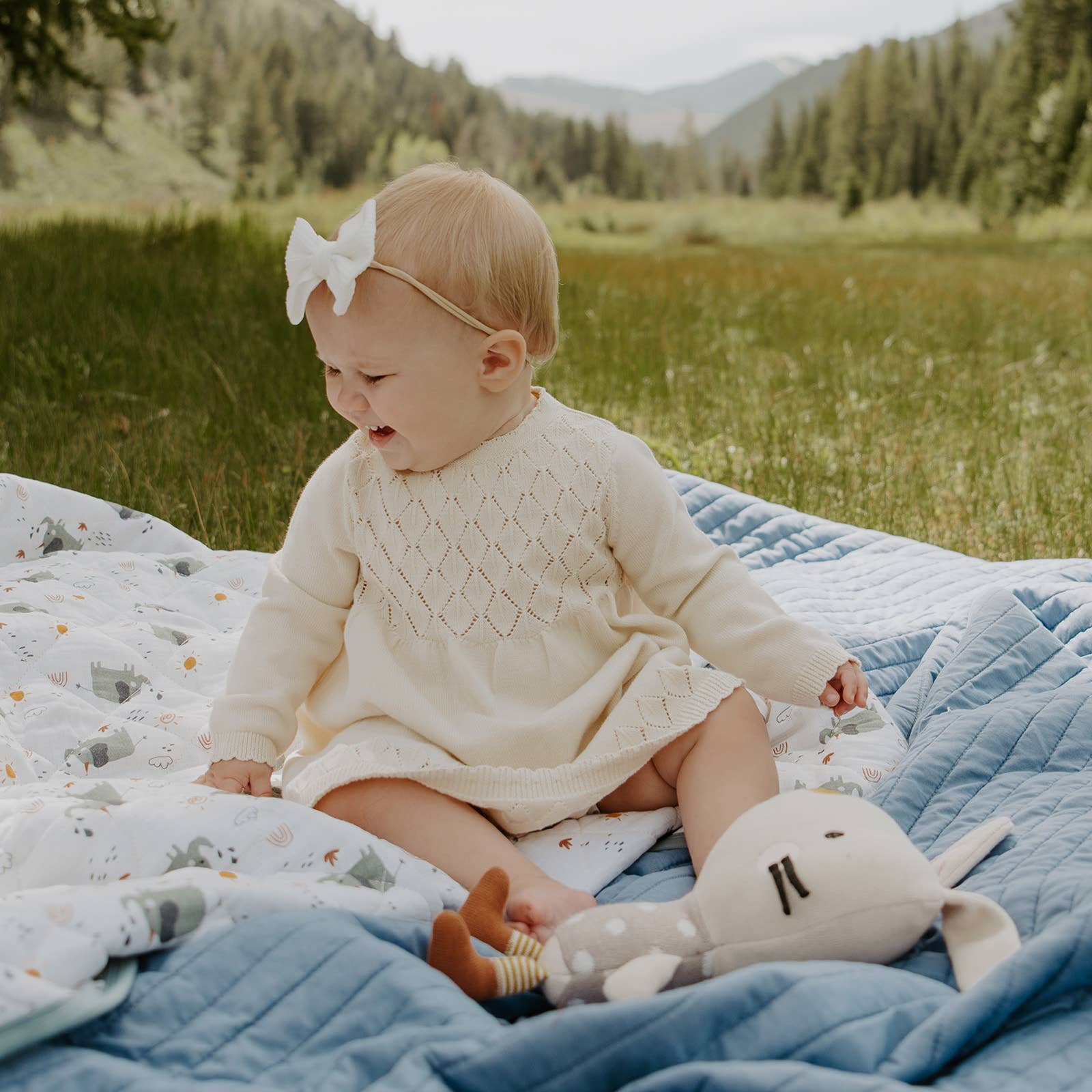 Milan Pointelle Sweater Knit Baby Dress (Organic Cotton)