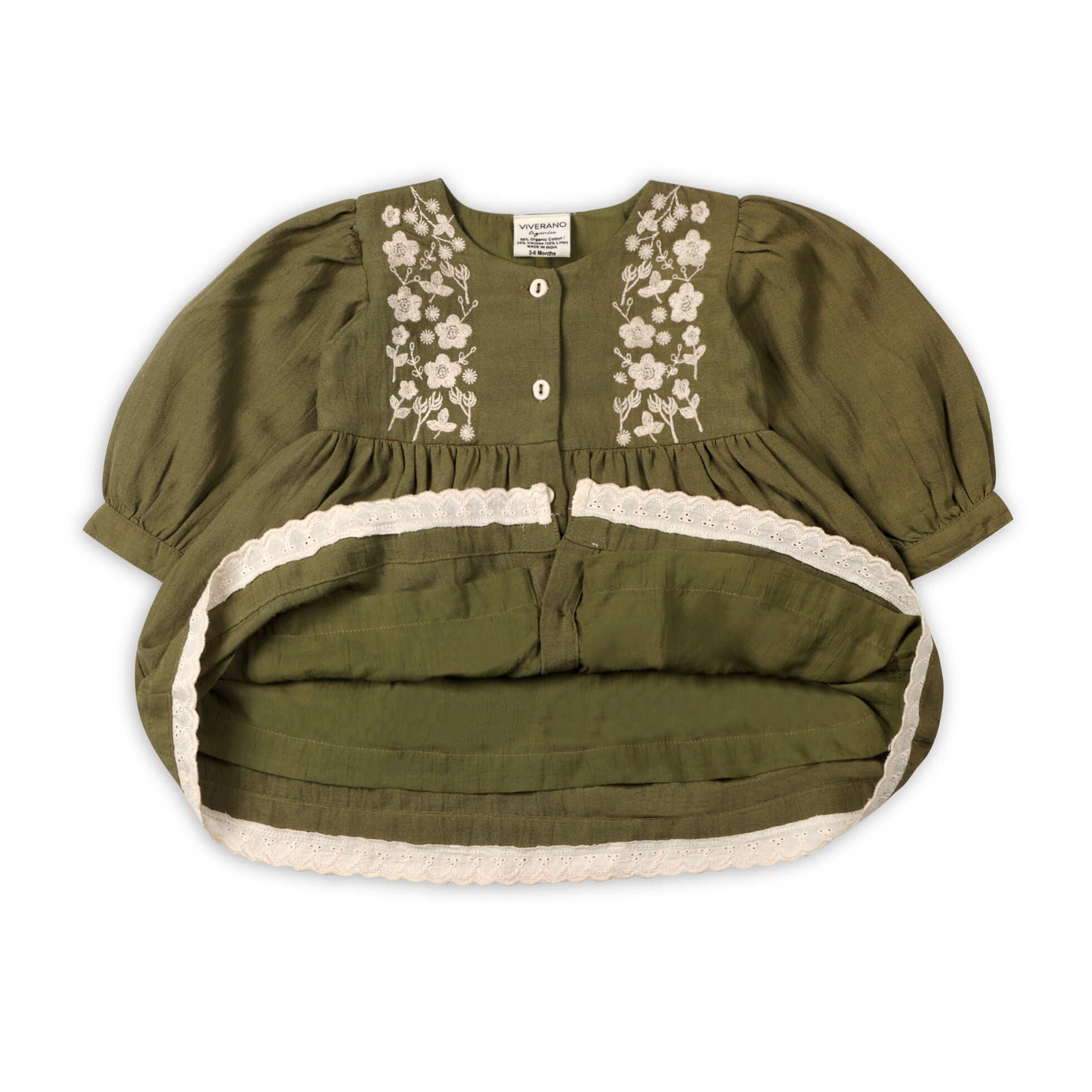 Hazel Embroidered Baby Dress & Bloomer Set (Linen Blend)