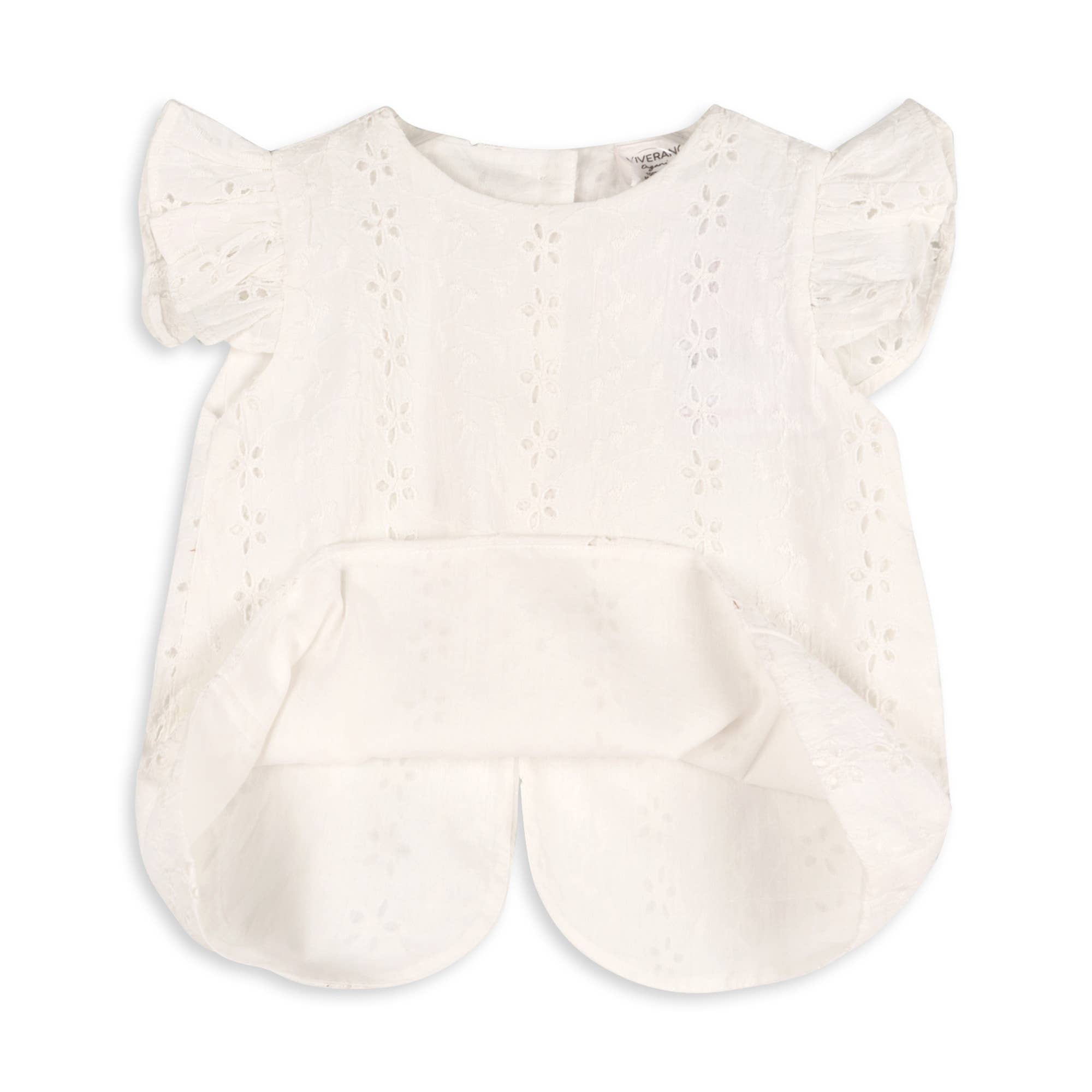 Organic Milly Eyelet & Bow Baby Top + Ruffled Bloomer