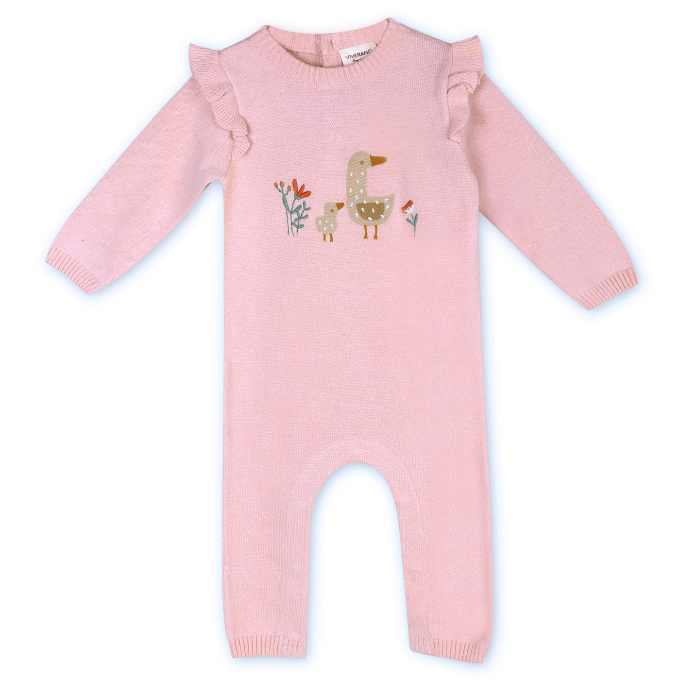 Organic Duck Mommy & Me Embroidered Knit Baby Jumpsuit