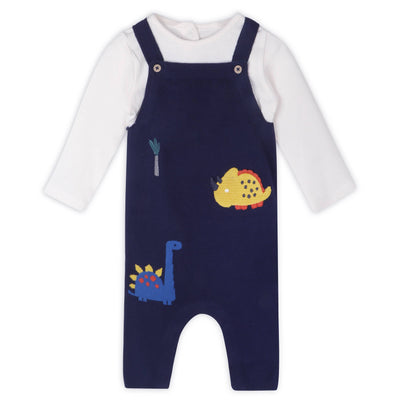 ORGANIC Dinosaur Jacquard Knit Baby Overall & Bodysuit Set