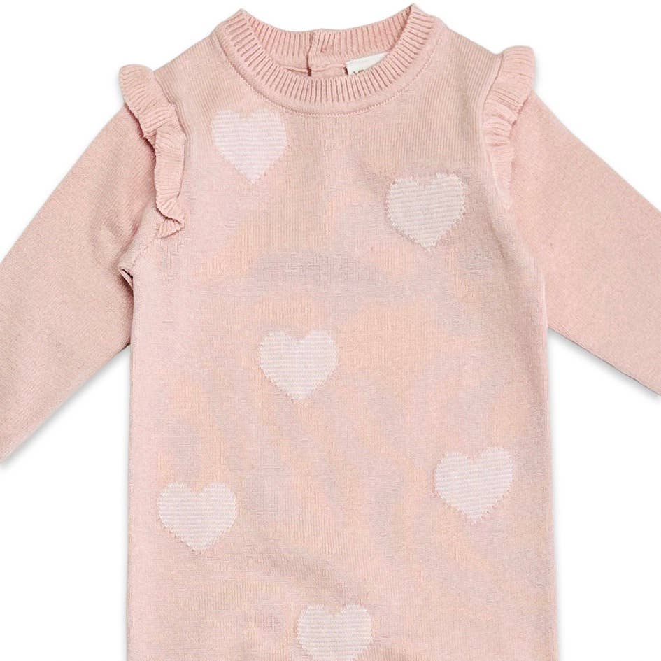 Organic Hearts Jacquard Knit Baby Jumpsuit